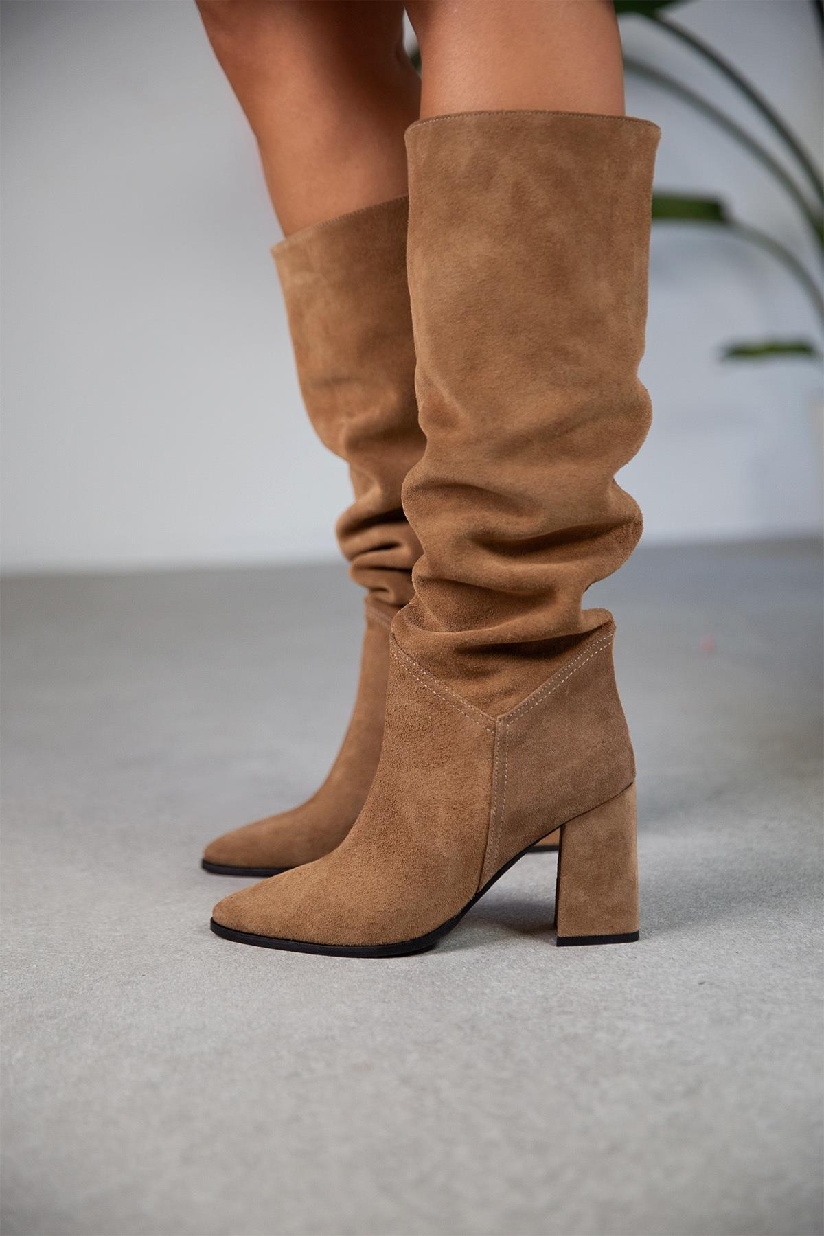 RUSH AÇIK KAHVE SÜET ÇİZME TÜTÜN