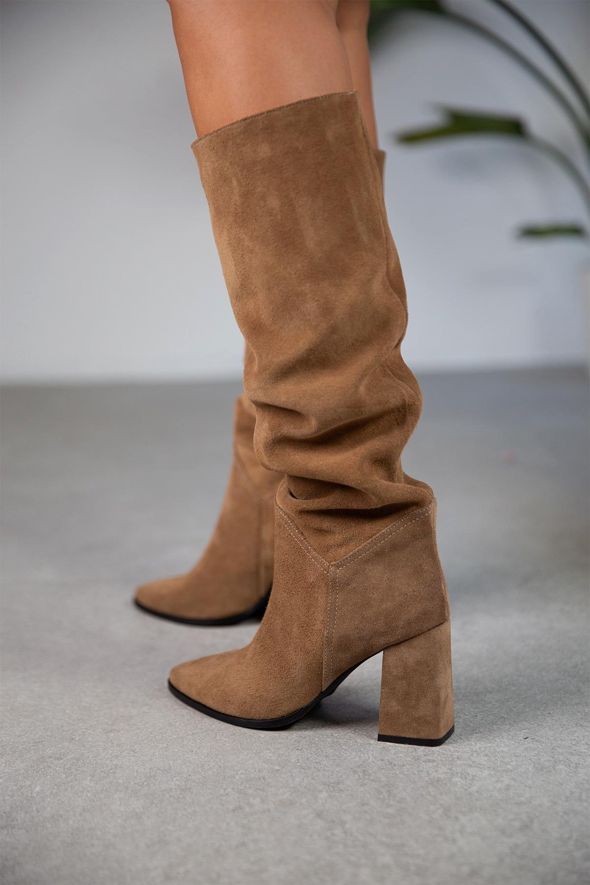 RUSH AÇIK KAHVE SÜET ÇİZME TÜTÜN