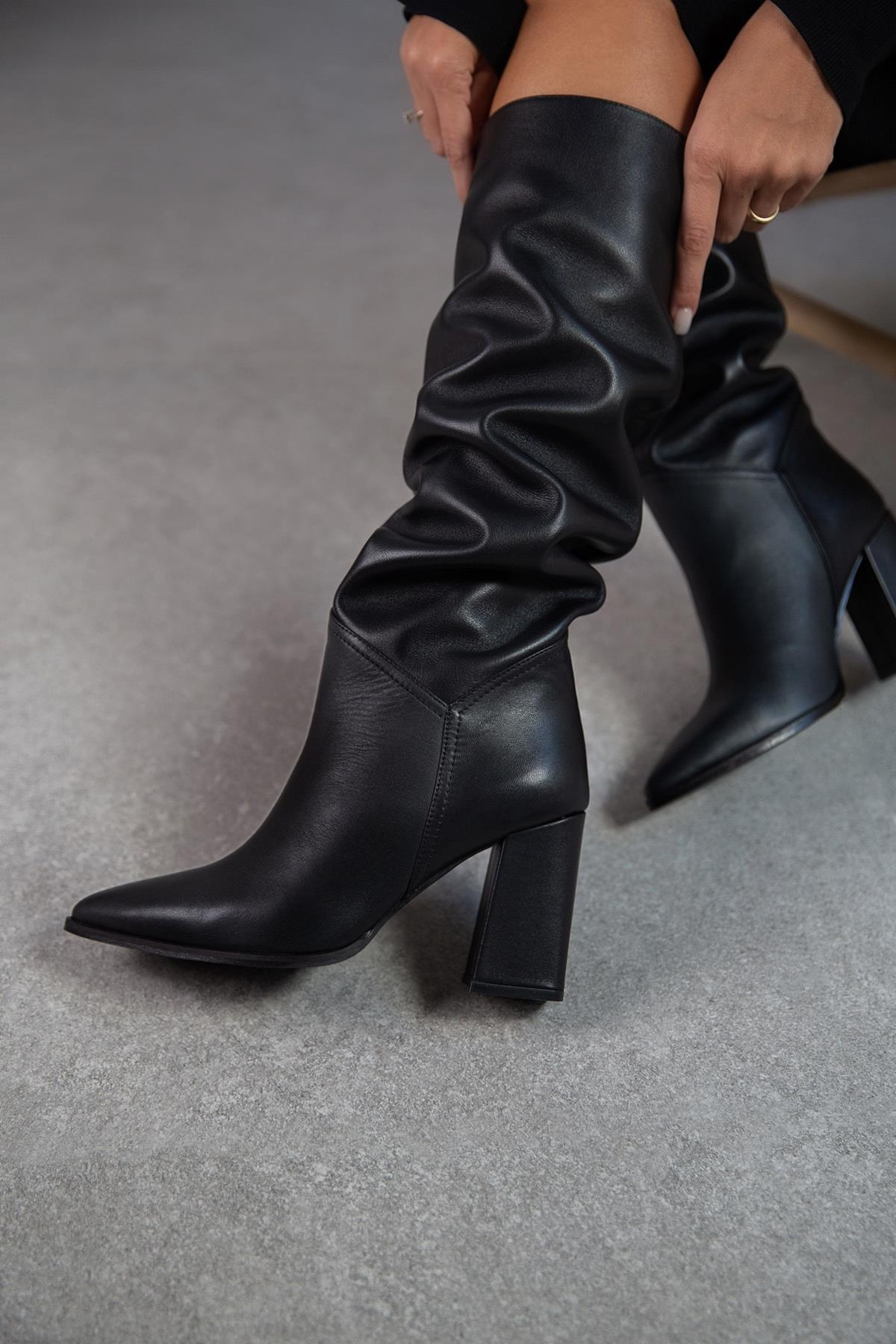 RUSH SİYAH DERİ ÇİZME SİYAH