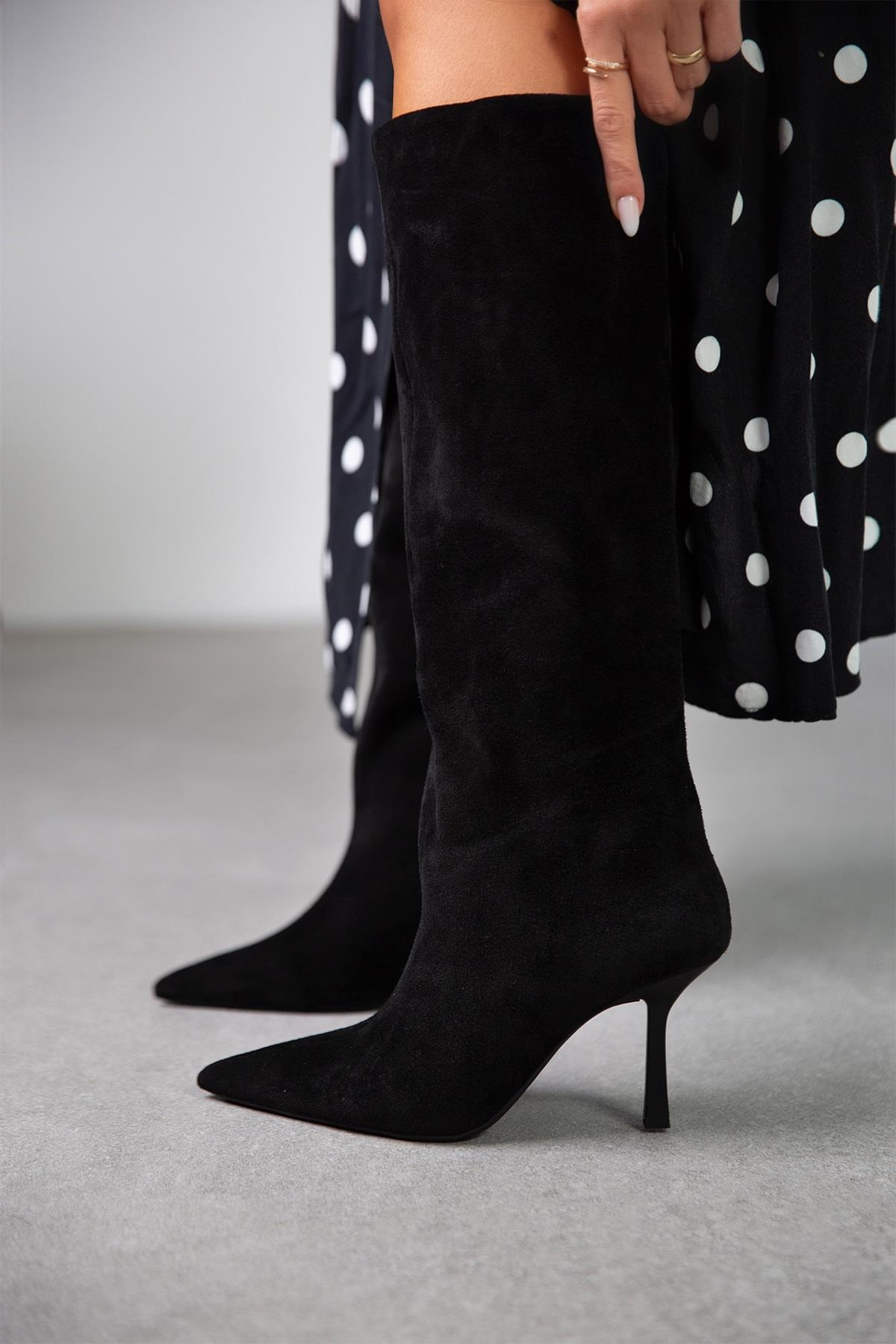 SONYA SİYAH SÜET ÇİZME SİYAH SÜET