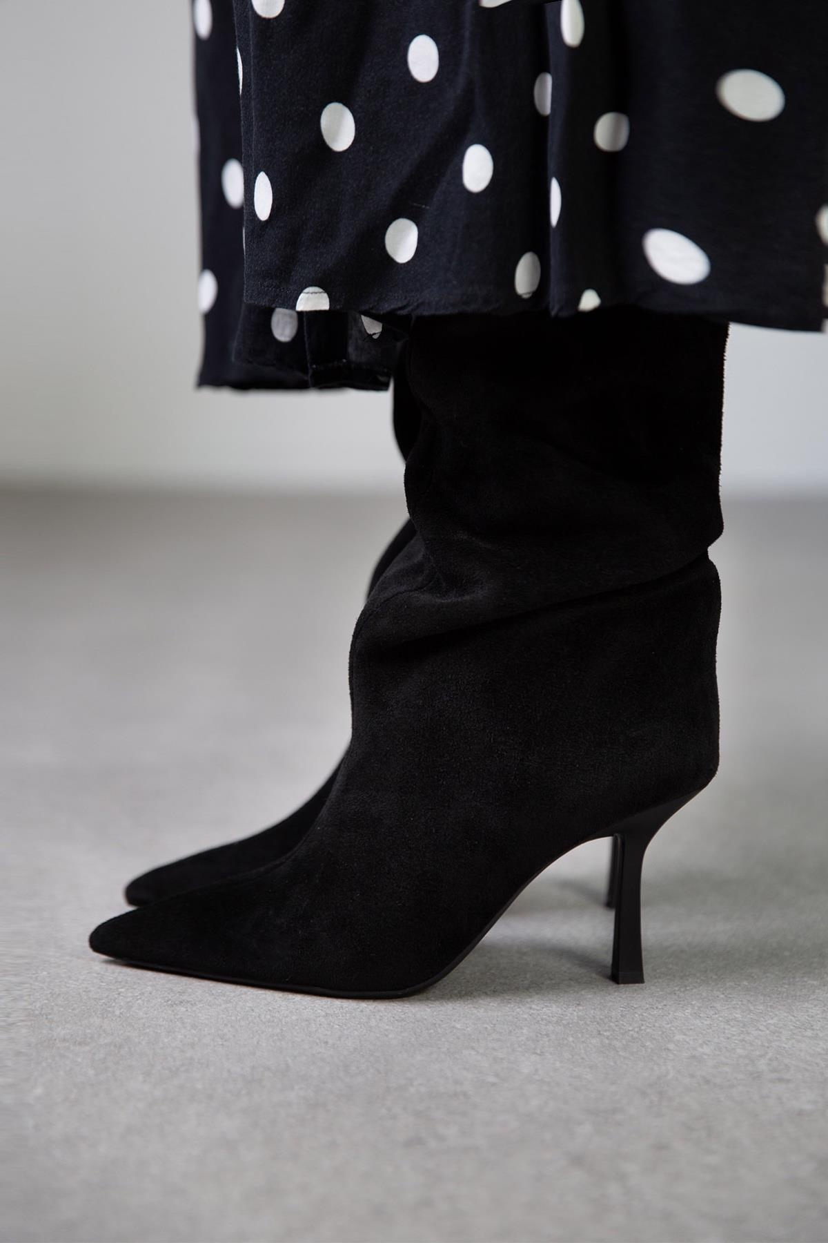 SONYA SİYAH SÜET ÇİZME SİYAH SÜET