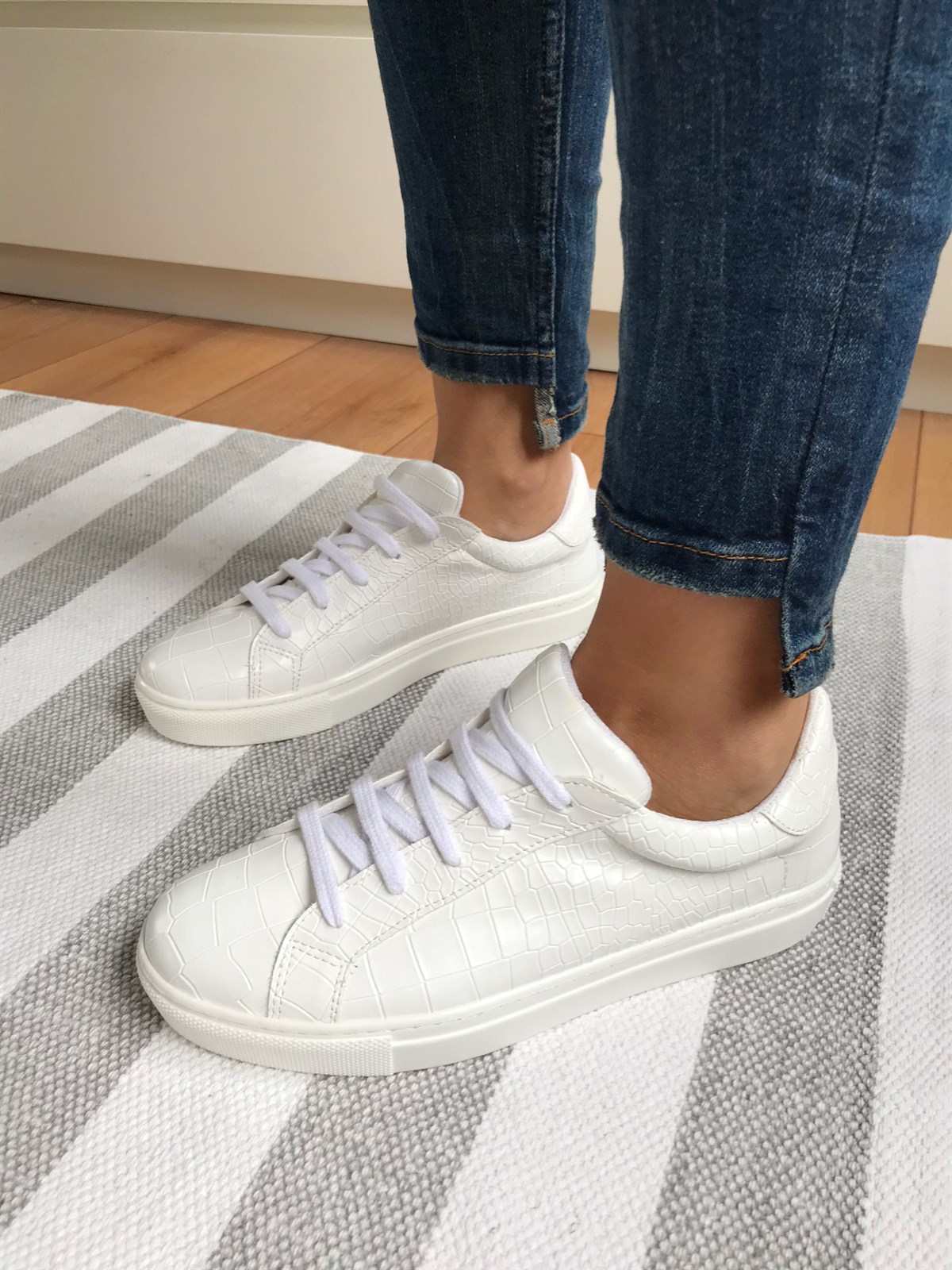 SPR-01 BEYAZ KROKODİL SNEAKER BEYAZ DERİ