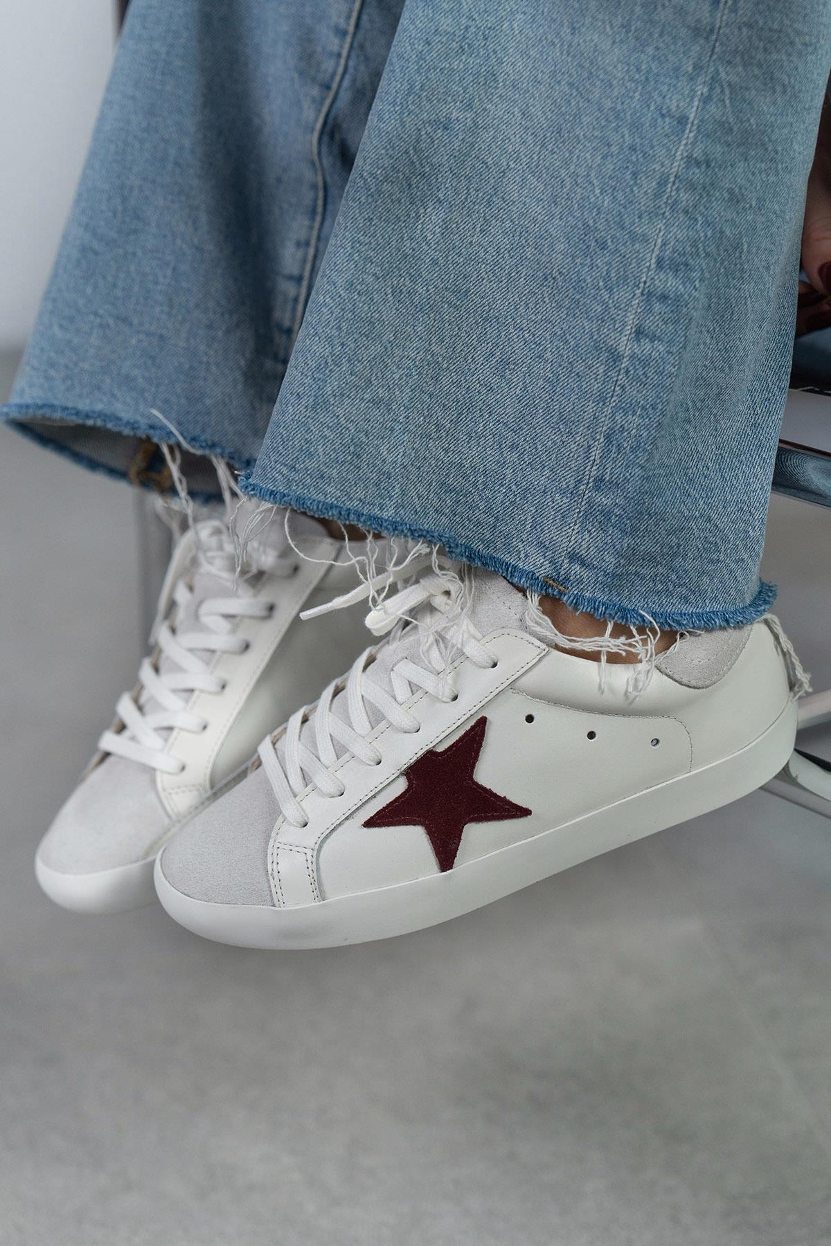 STAR BEYAZ - BORDO SNEAKER bordo