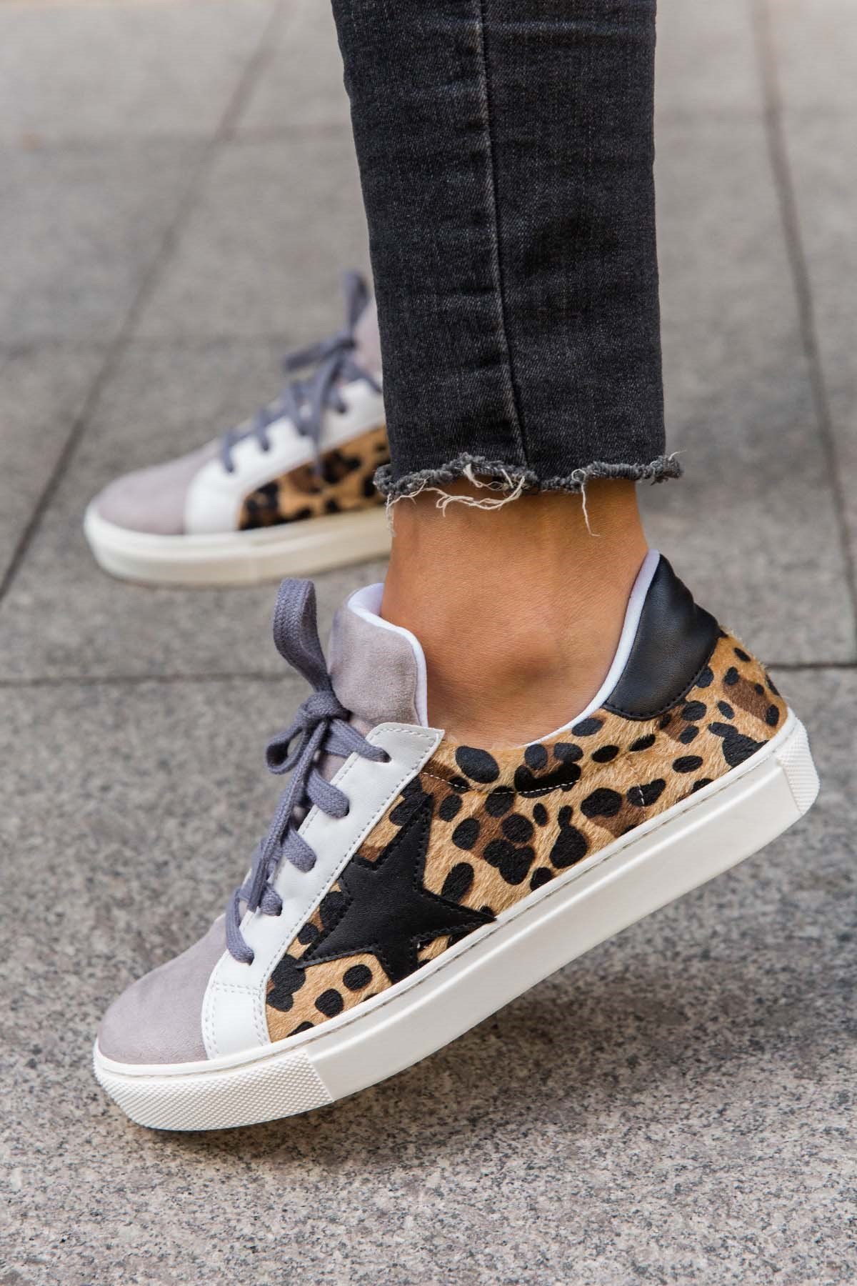 STAR LEOPAR-GRİ SNEAKER LEO