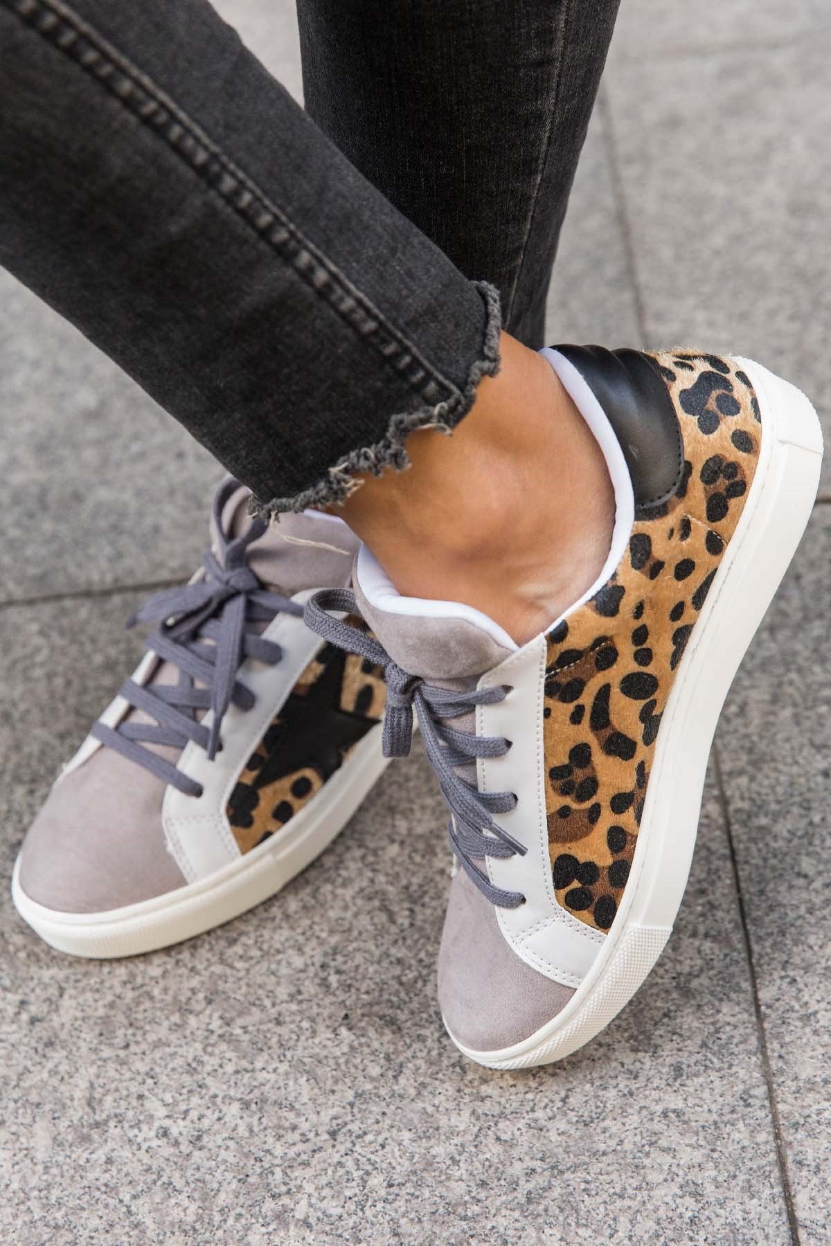 STAR LEOPAR-GRİ SNEAKER LEO