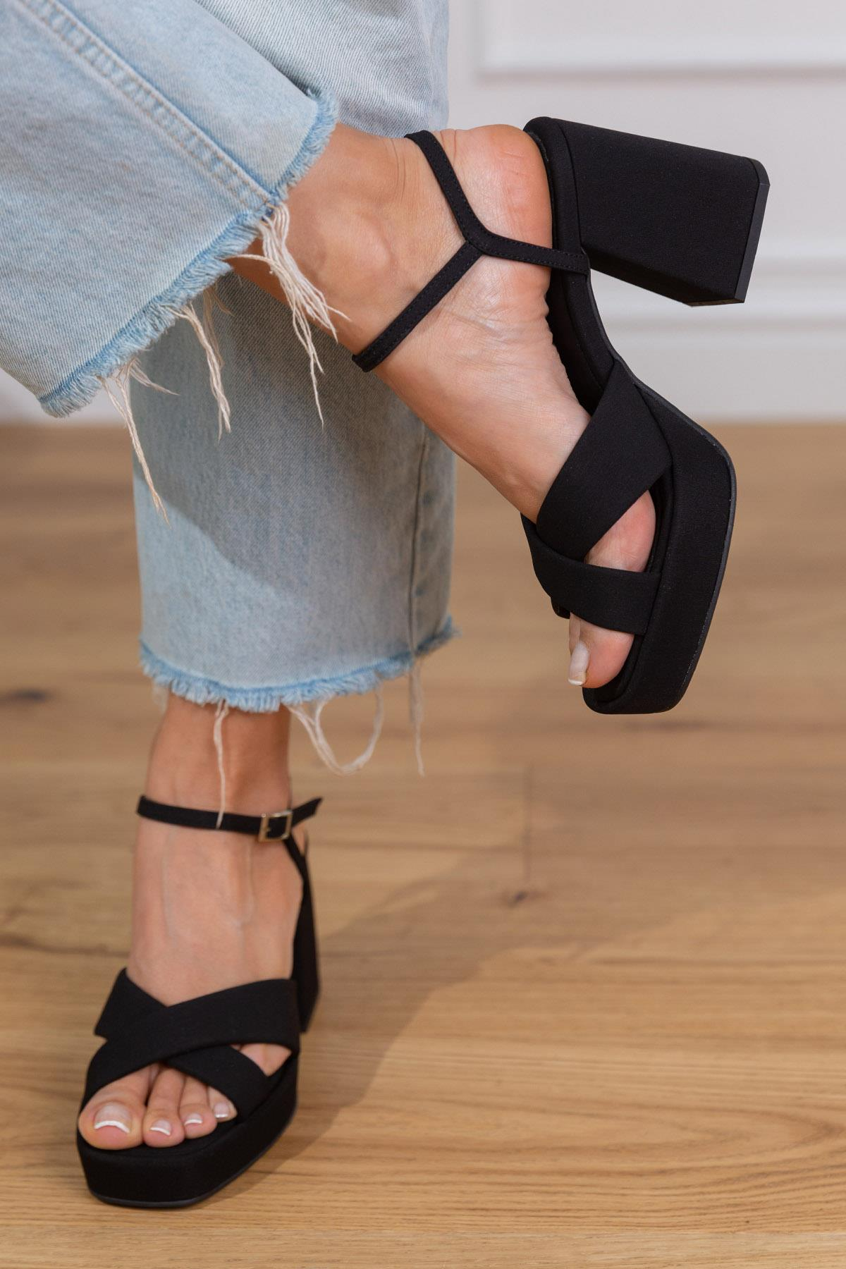 VİVİEN SİYAH MAT SATEN SANDALET SİYAH