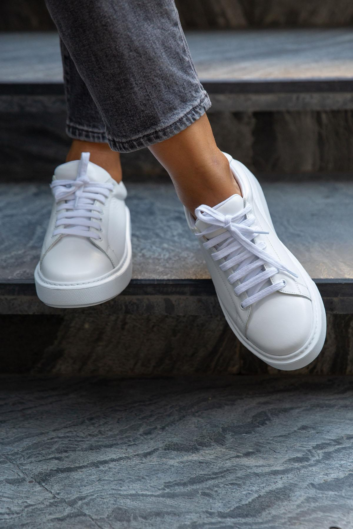 WAY BEYAZ DERİ SNEAKER BEYAZ