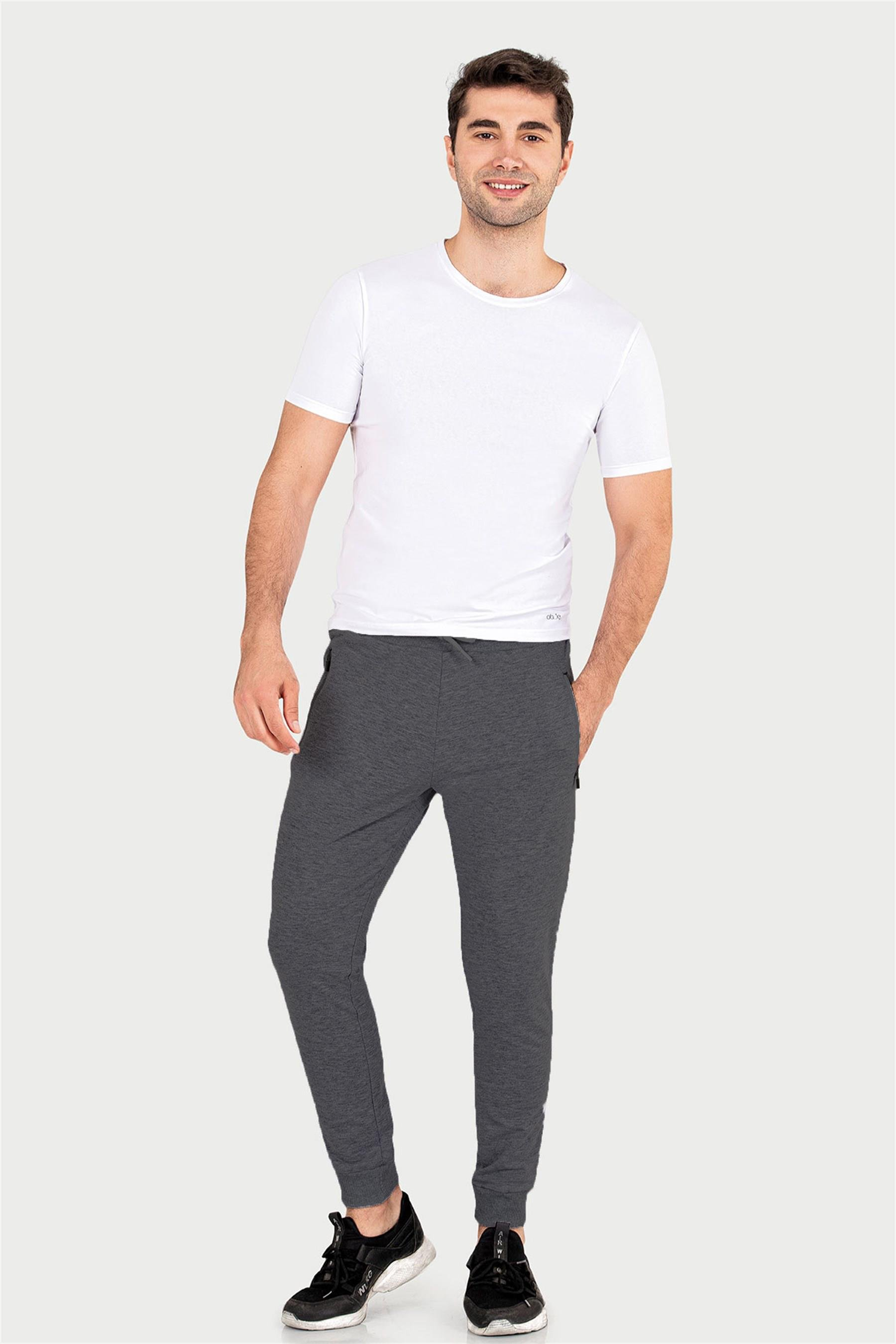 Erkek Antrasit İki İplik Slimfit Fermuarlı Alt
