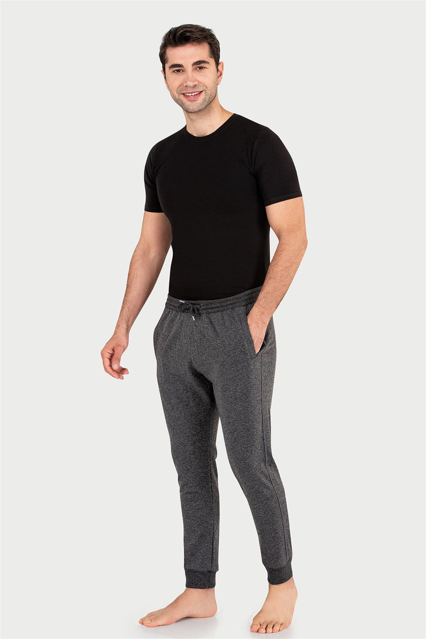Erkek Antrasit-Melanj İki İplik Slim Fit Uzun Alt