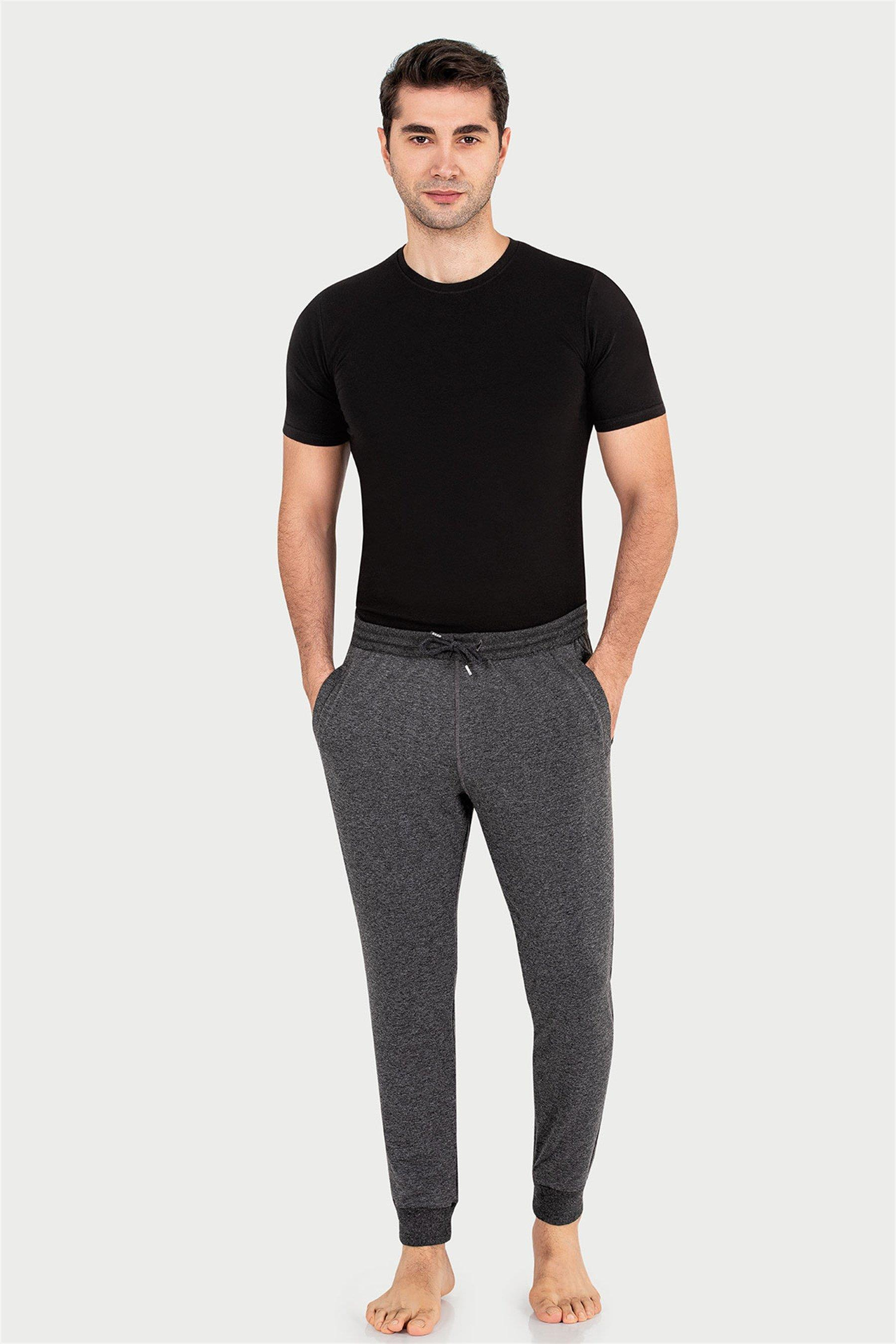 Erkek Antrasit-Melanj İki İplik Slim Fit Uzun Alt