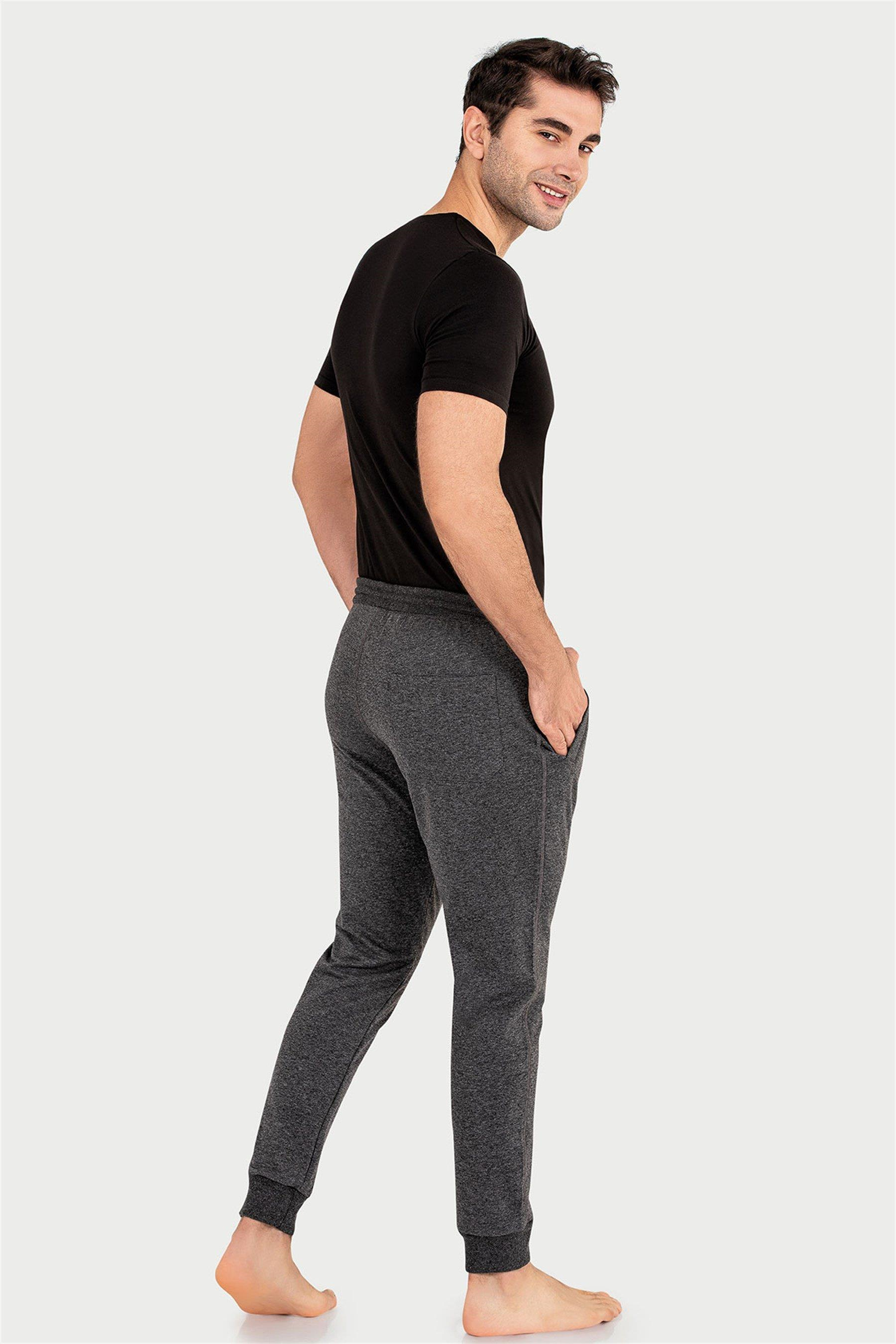 Erkek Antrasit-Melanj İki İplik Slim Fit Uzun Alt