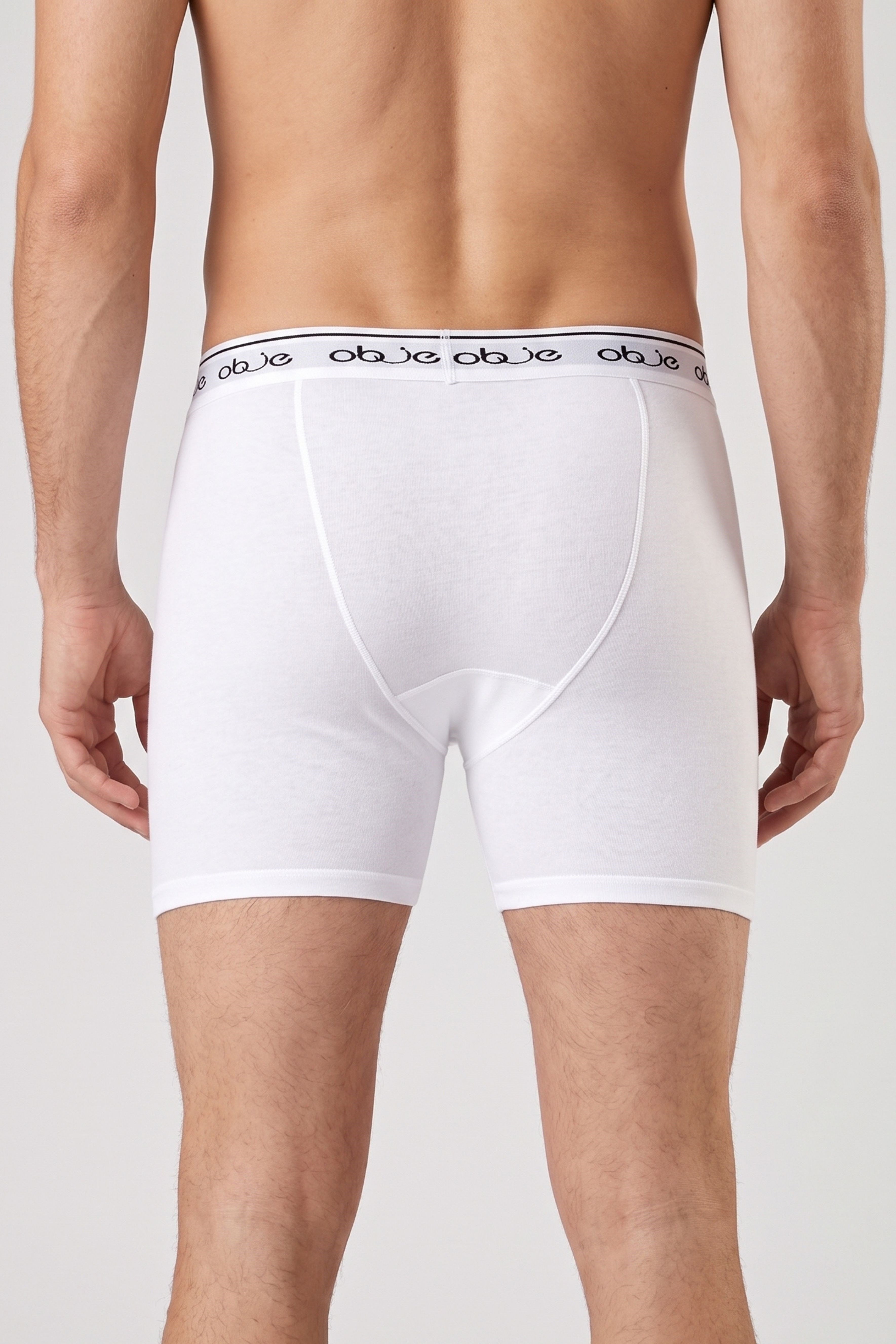 Erkek Beyaz Dıştan Lastikli Üç Düğmeli Boxer