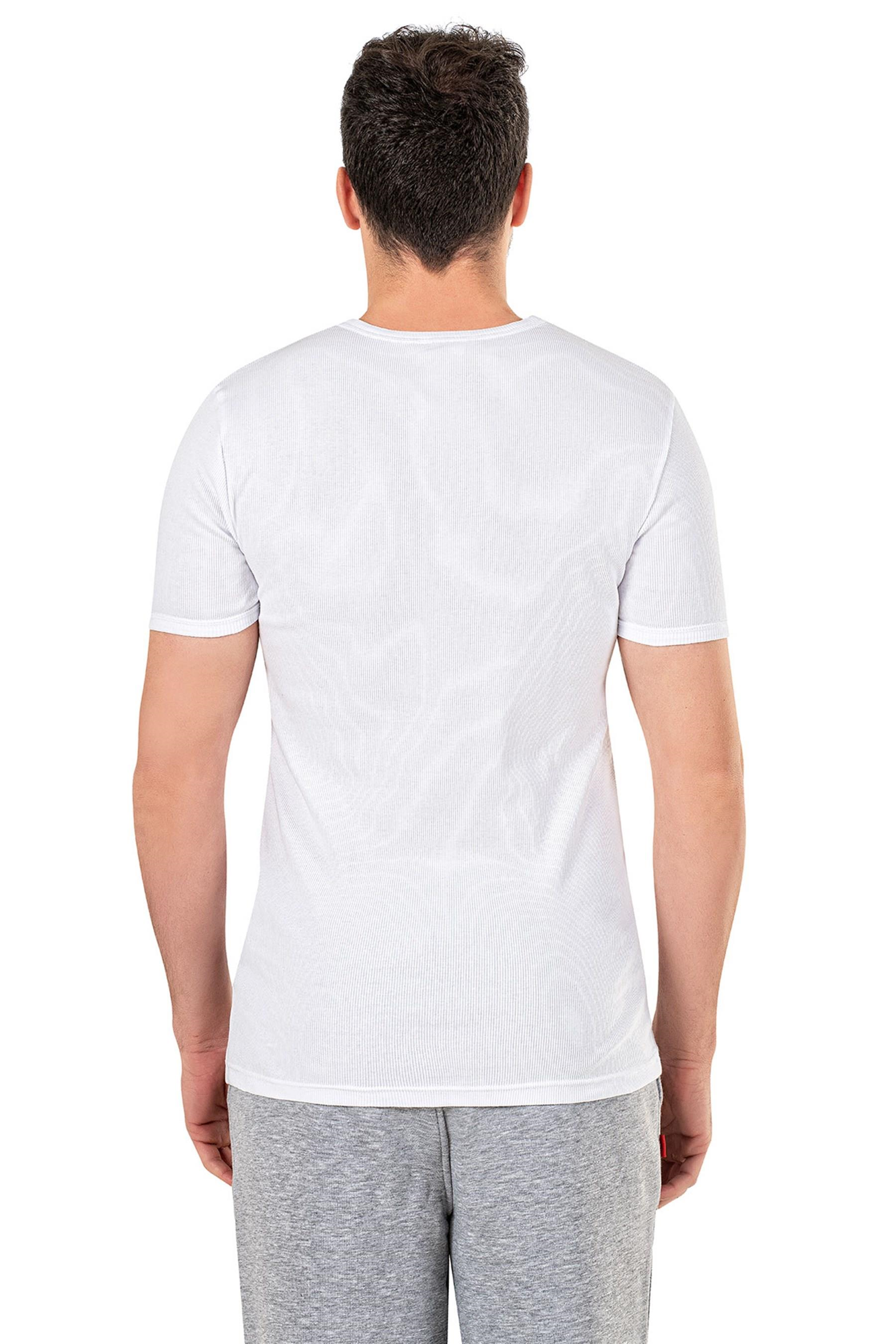 Erkek Beyaz Kaşkorse Yarım Kol T-shirt