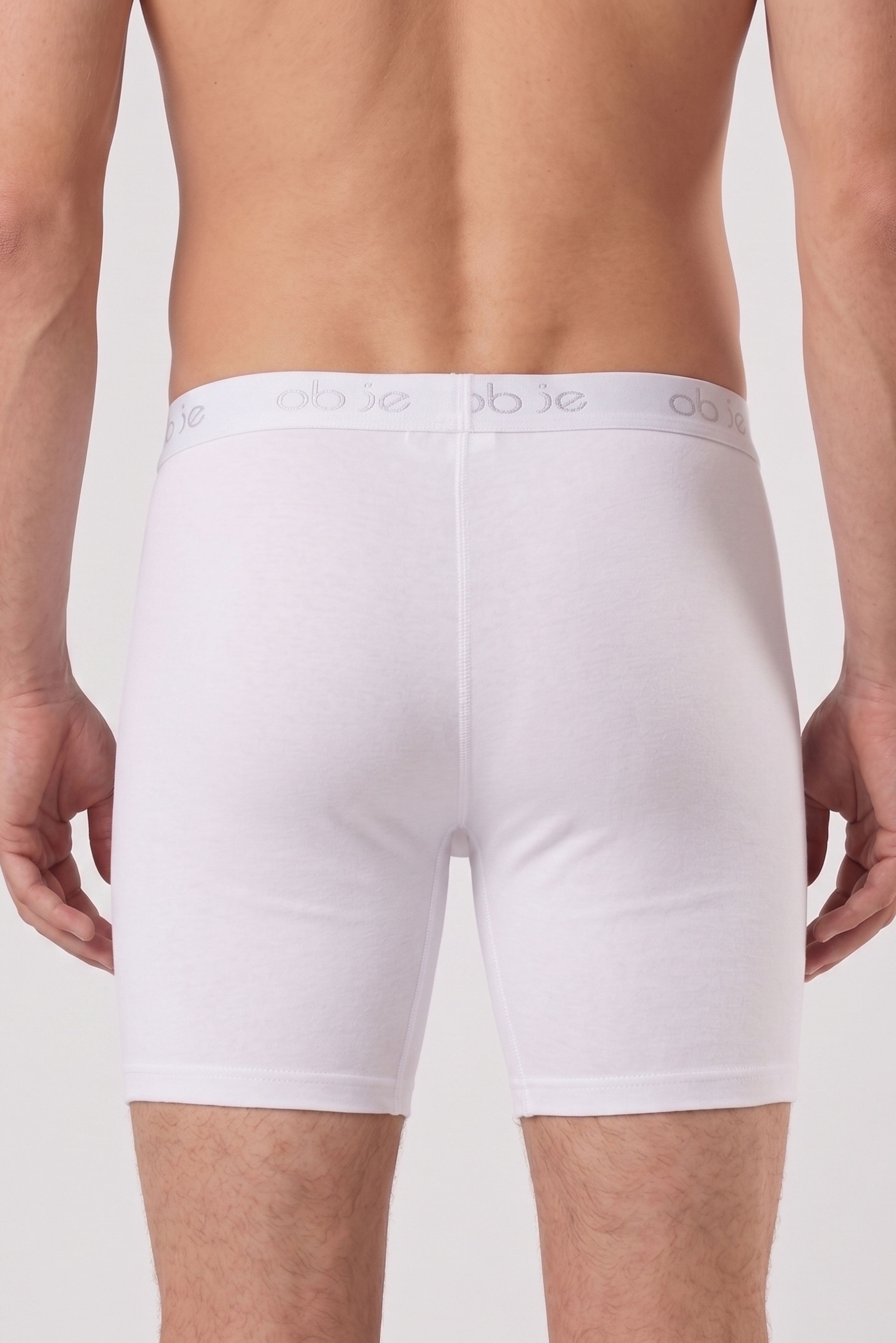 Erkek Beyaz Modal Dıştan Lastikli Uzun Boxer