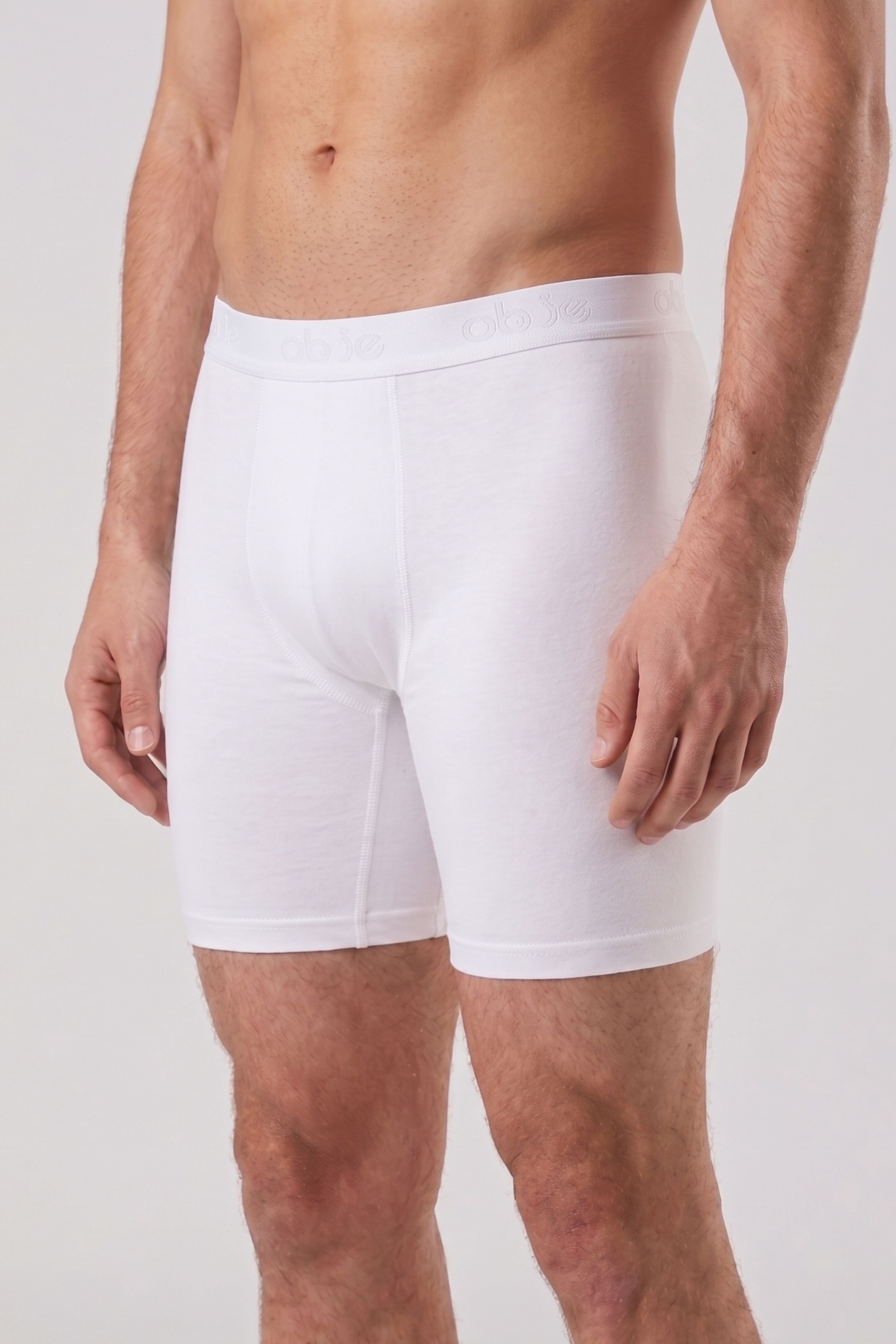 Erkek Beyaz Modal Dıştan Lastikli Uzun Boxer