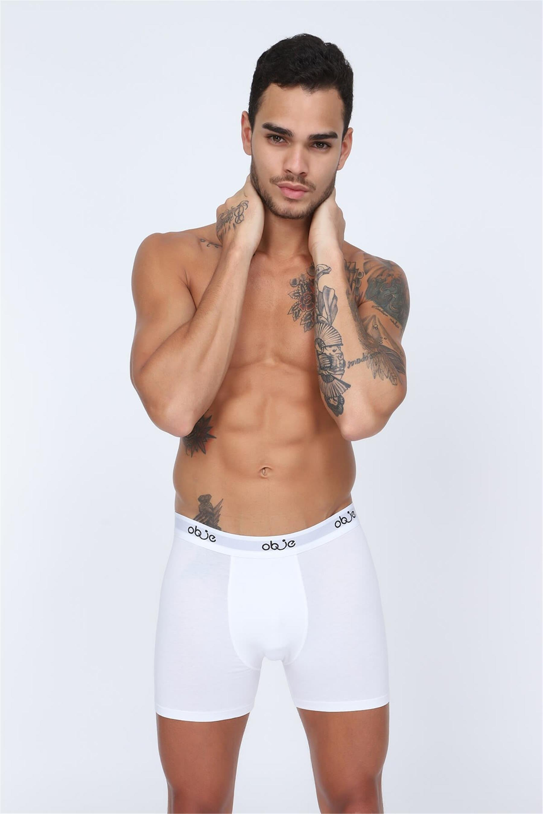 Erkek Beyaz Penye Modal Boxer