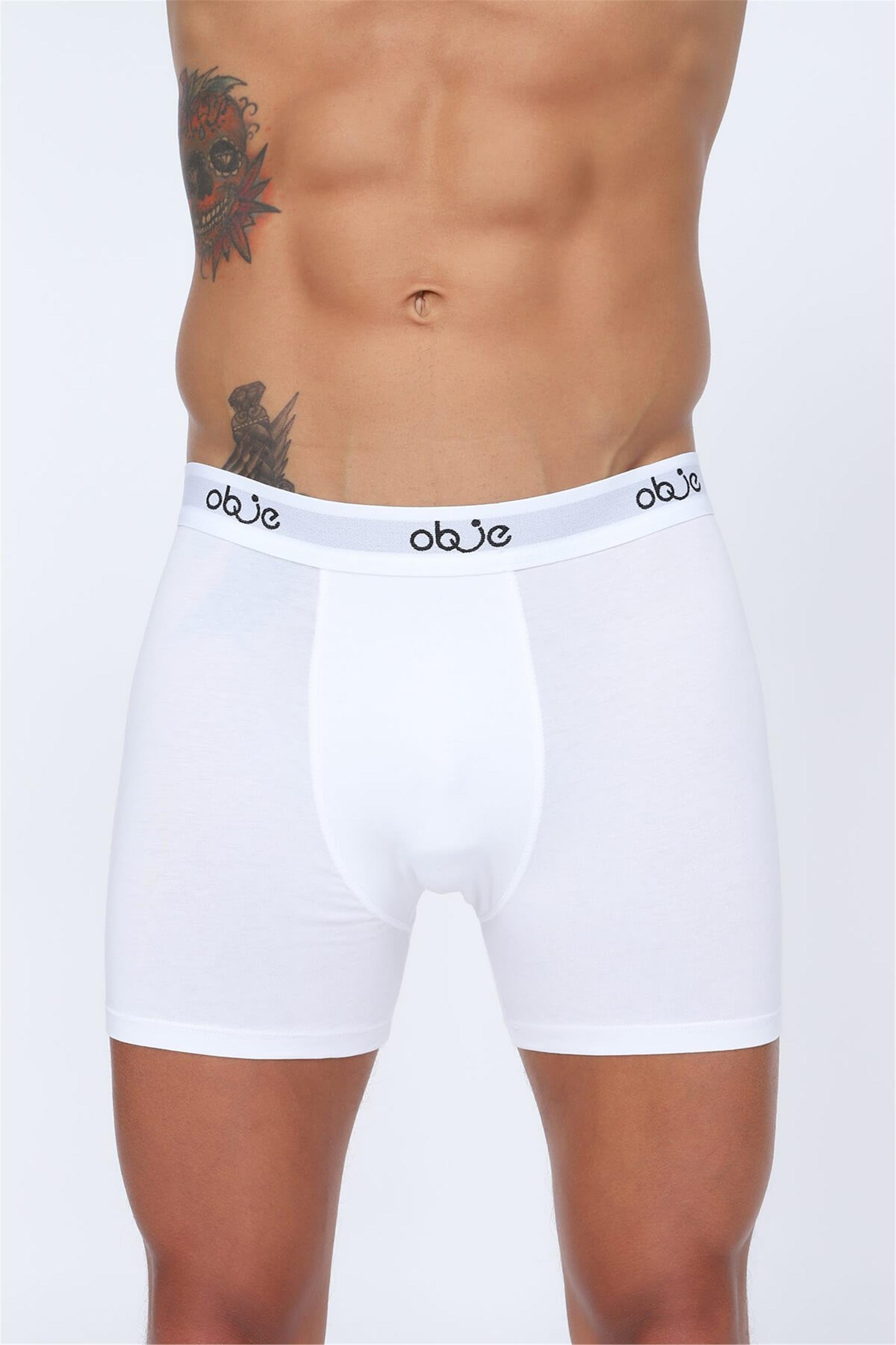 Erkek Beyaz Penye Modal Boxer