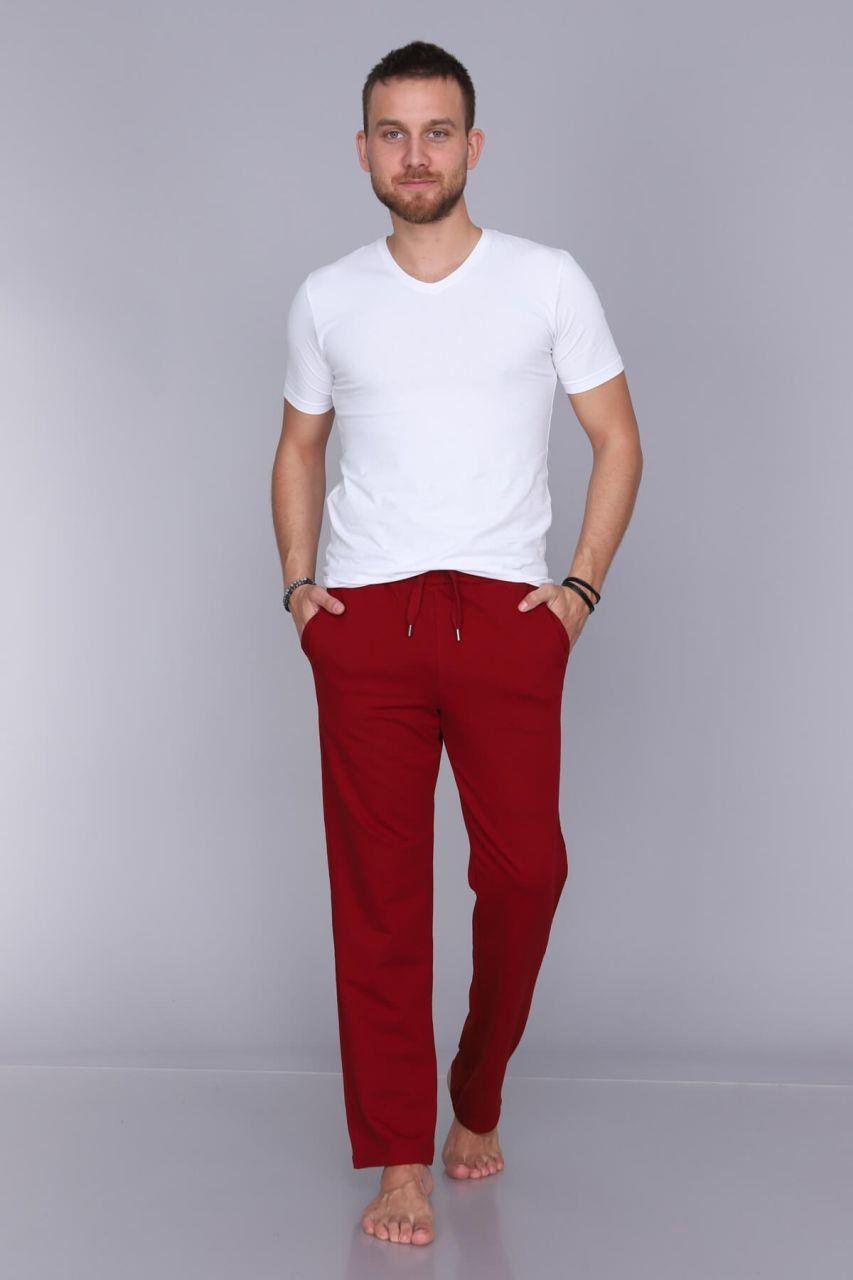 Erkek Bordo 2 İp Fermuarlı Uzun Alt