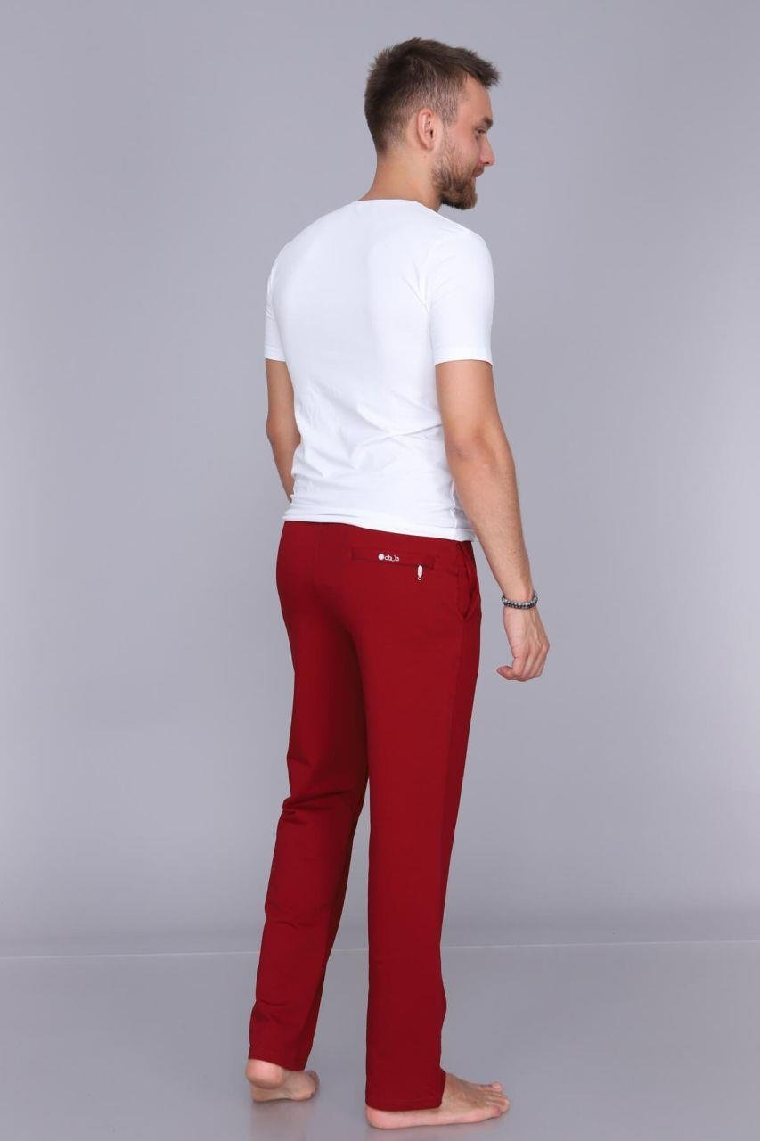 Erkek Bordo 2 İp Fermuarlı Uzun Alt