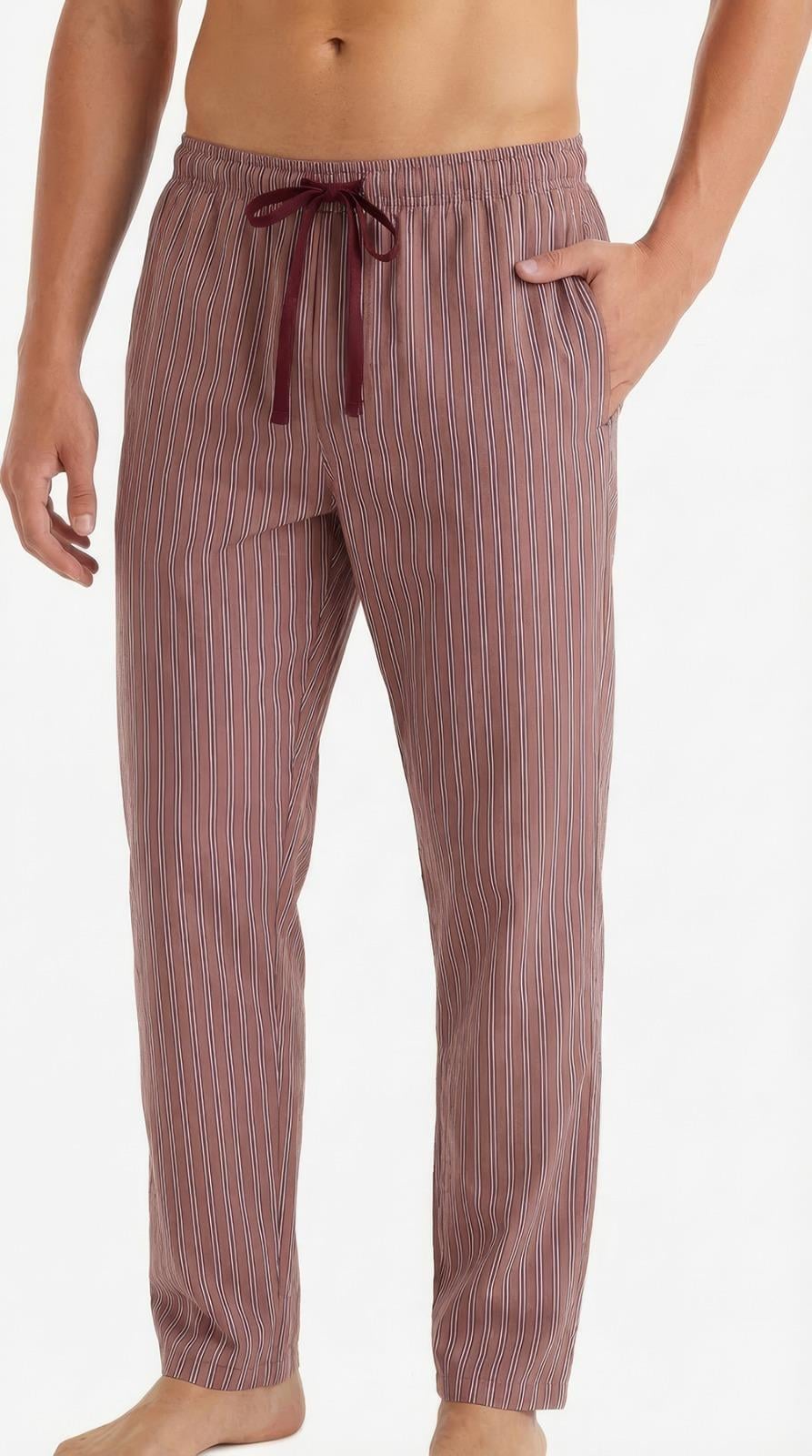 Erkek Bordo Çizgili Pijama Altı