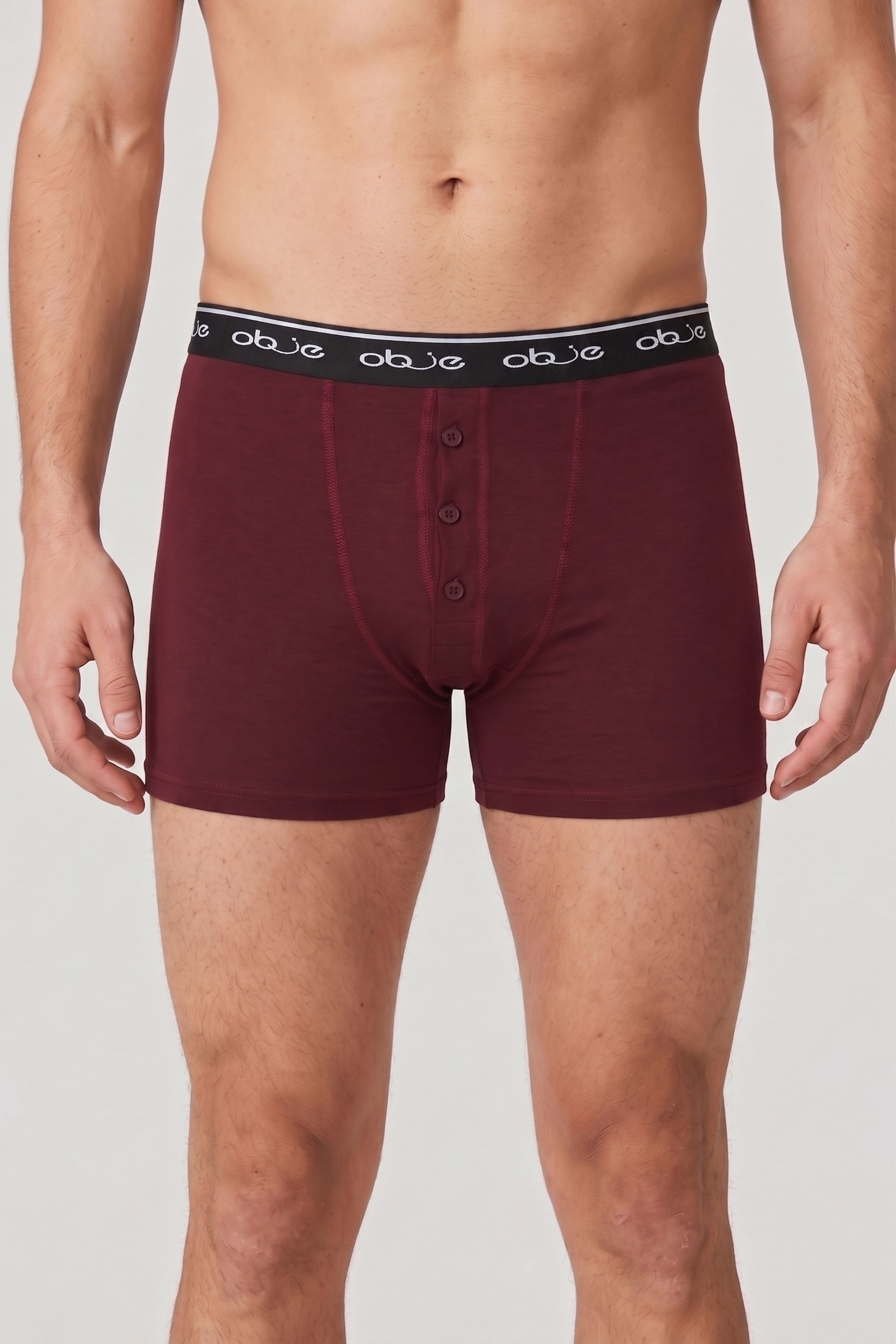 Erkek Bordo Dıştan Lastikli Üç Düğmeli Boxer