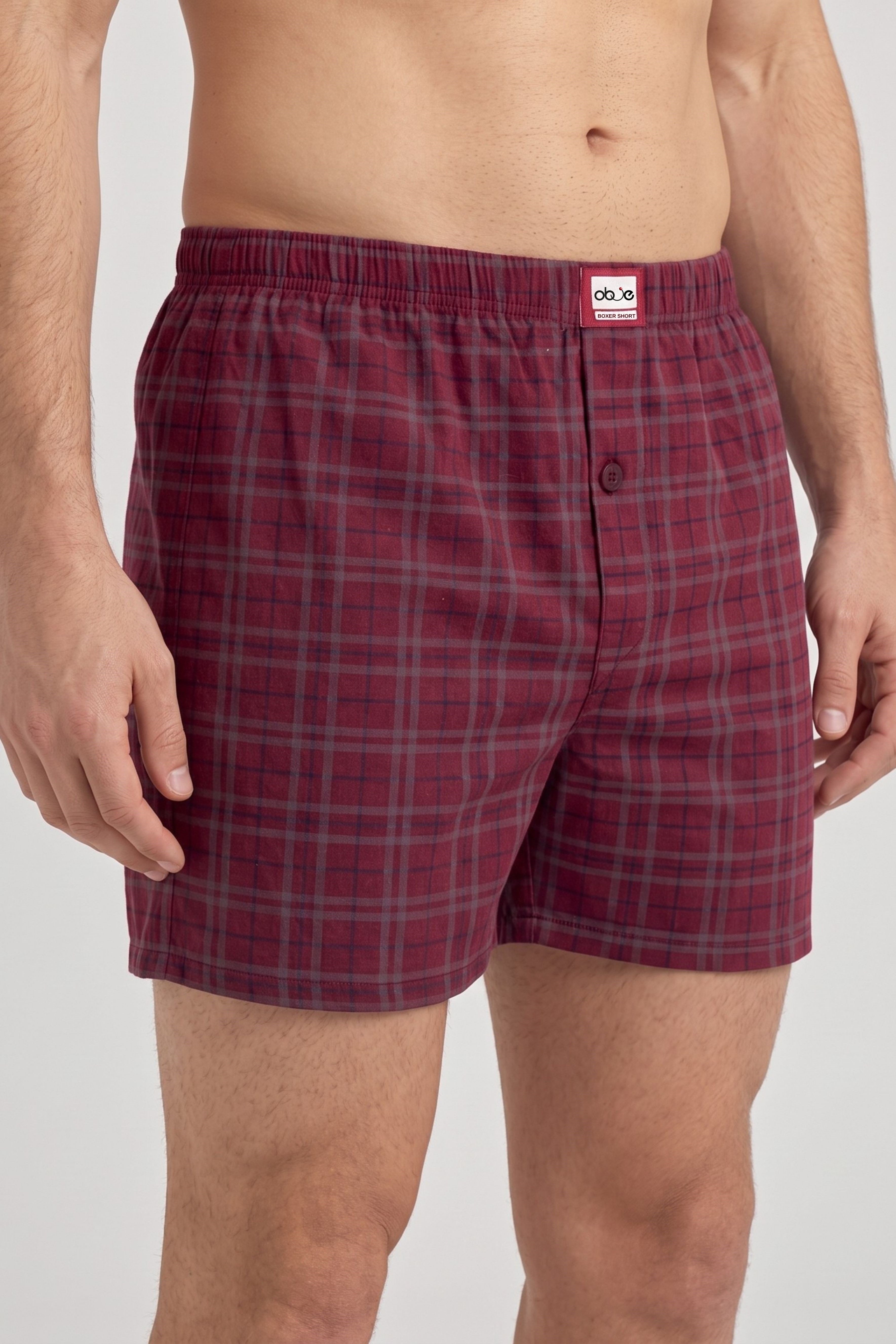 Erkek Bordo Ekose Süprem Dar Kesim Boxer