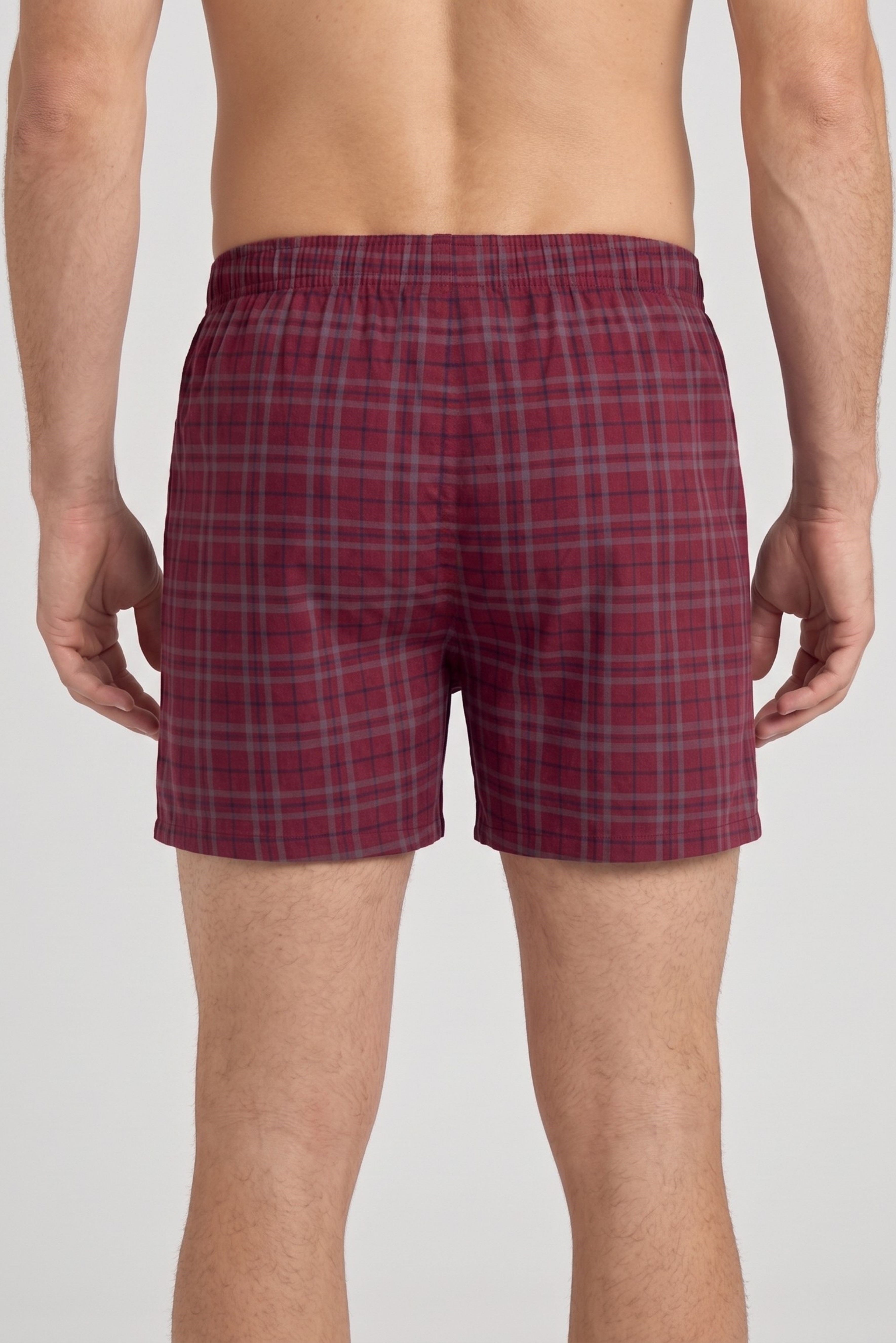 Erkek Bordo Ekose Süprem Dar Kesim Boxer