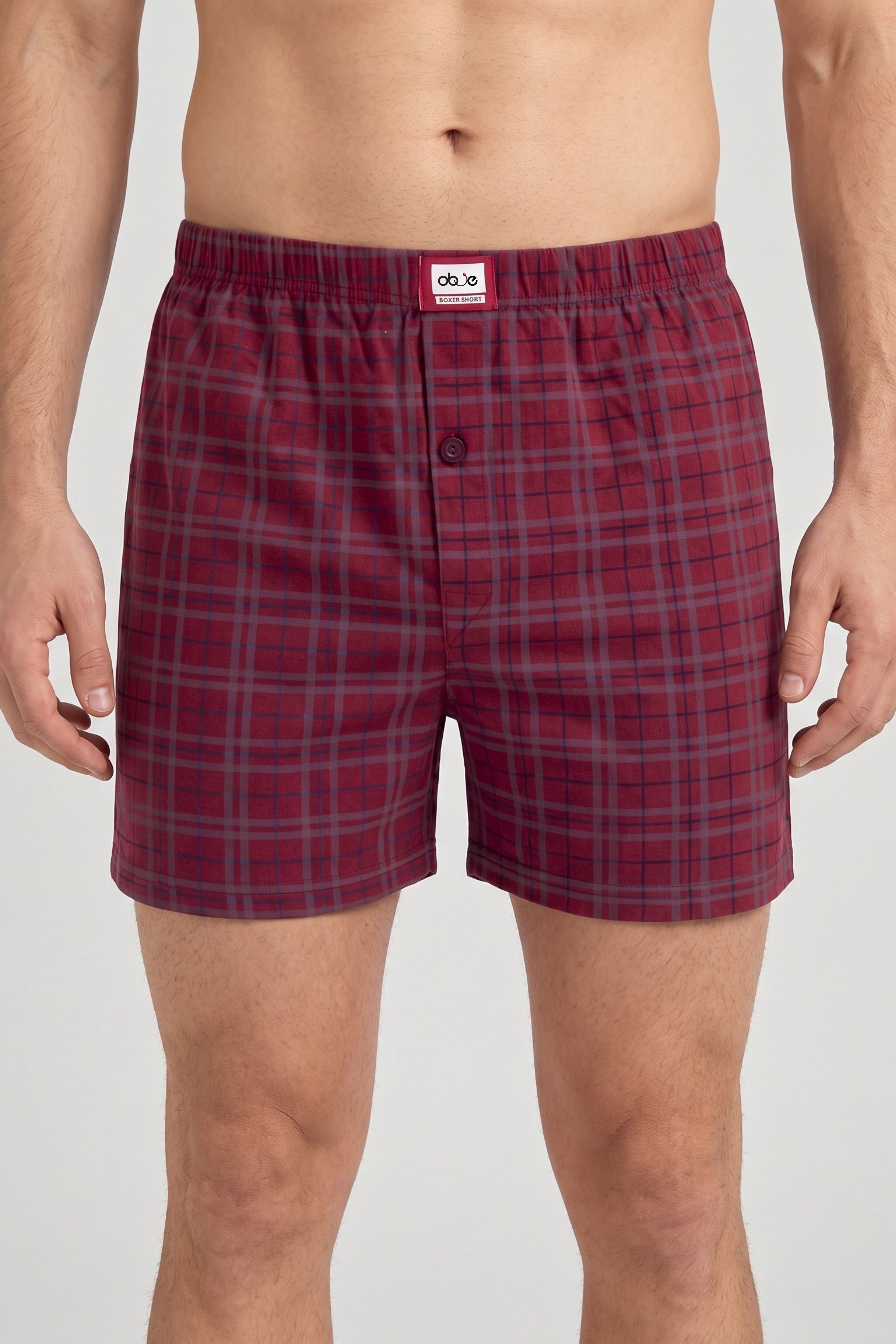 Erkek Bordo Ekose Süprem Dar Kesim Boxer