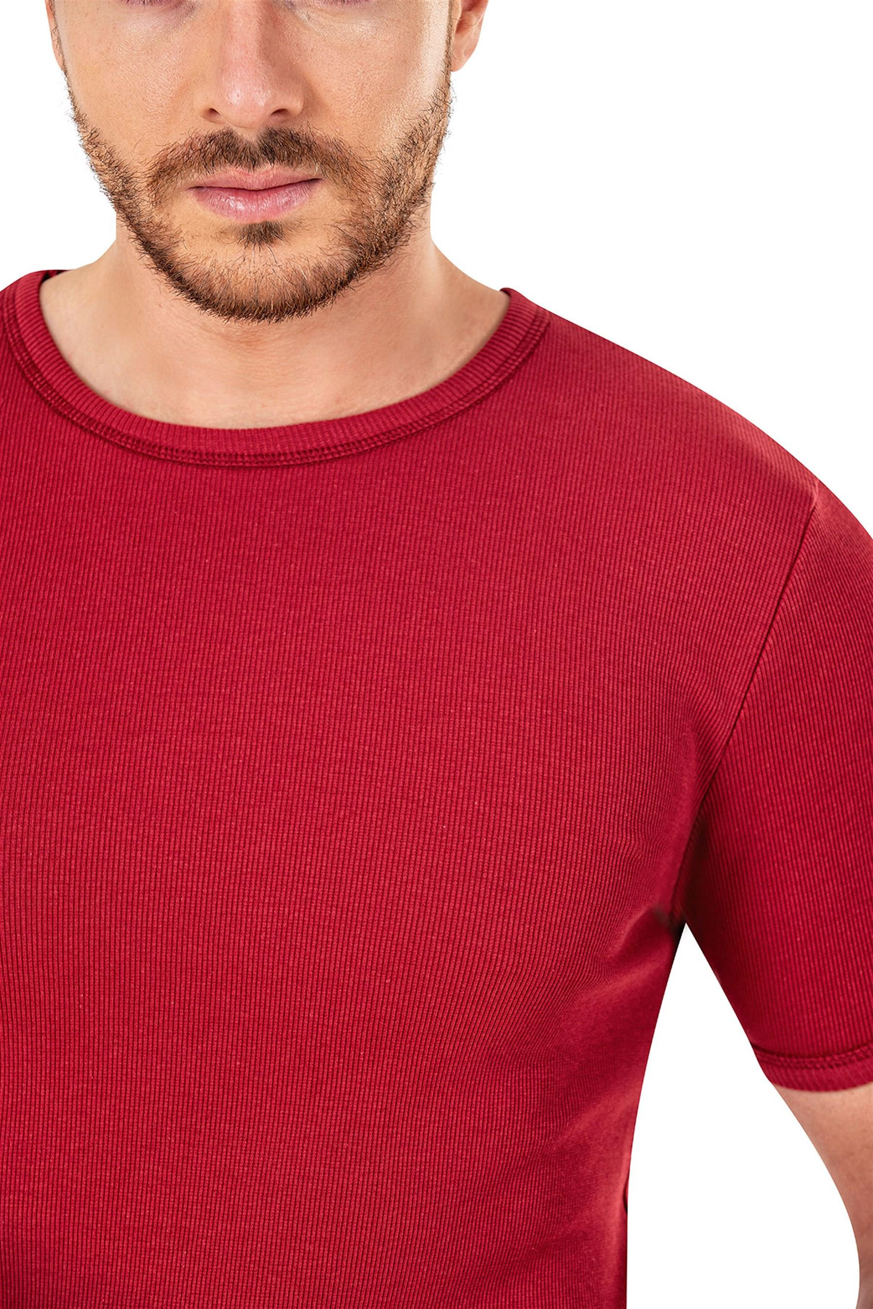 Erkek Bordo Kaşkorse Yarım Kol T-shirt