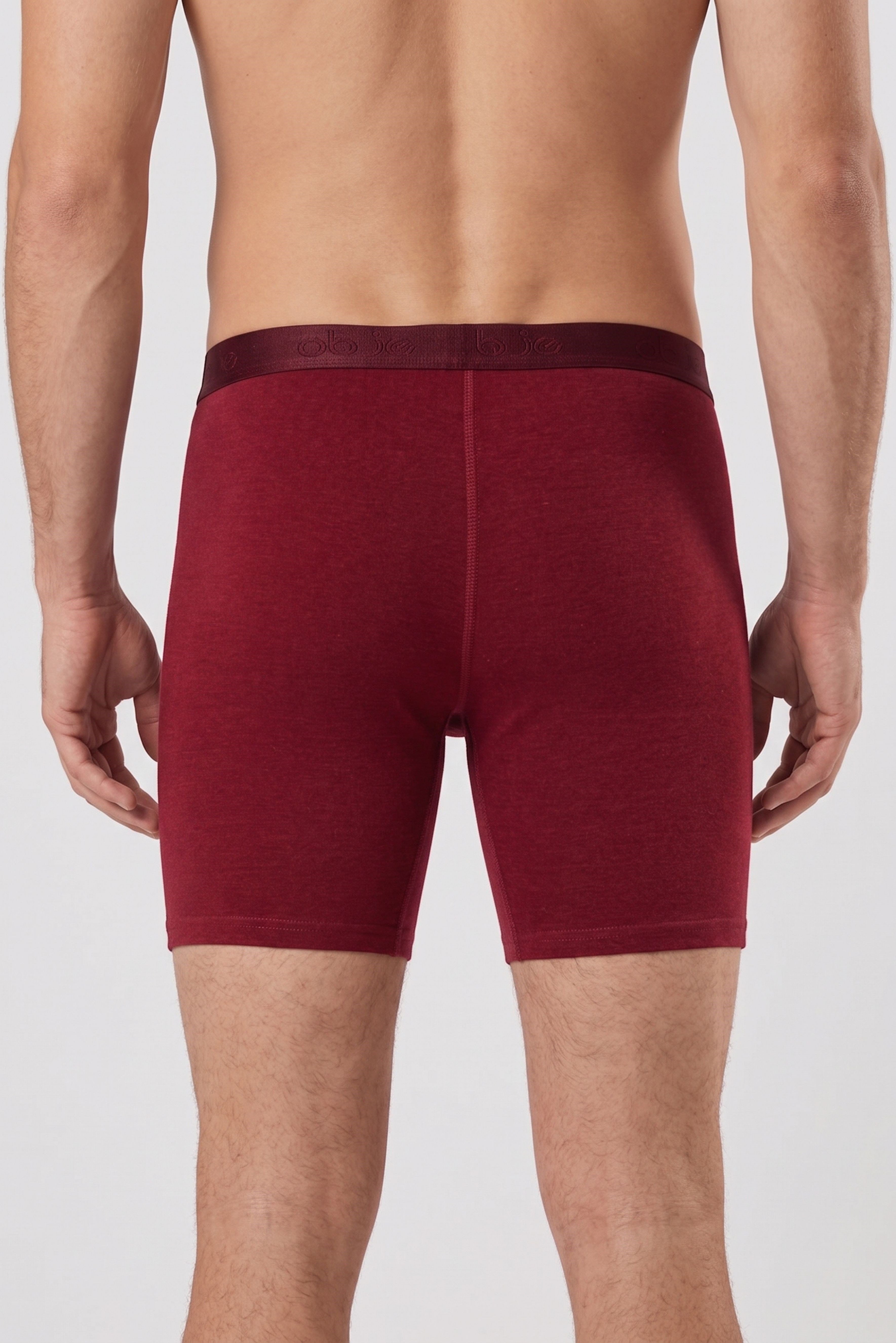 Erkek Bordo Modal Dıştan Lastikli Uzun Boxer