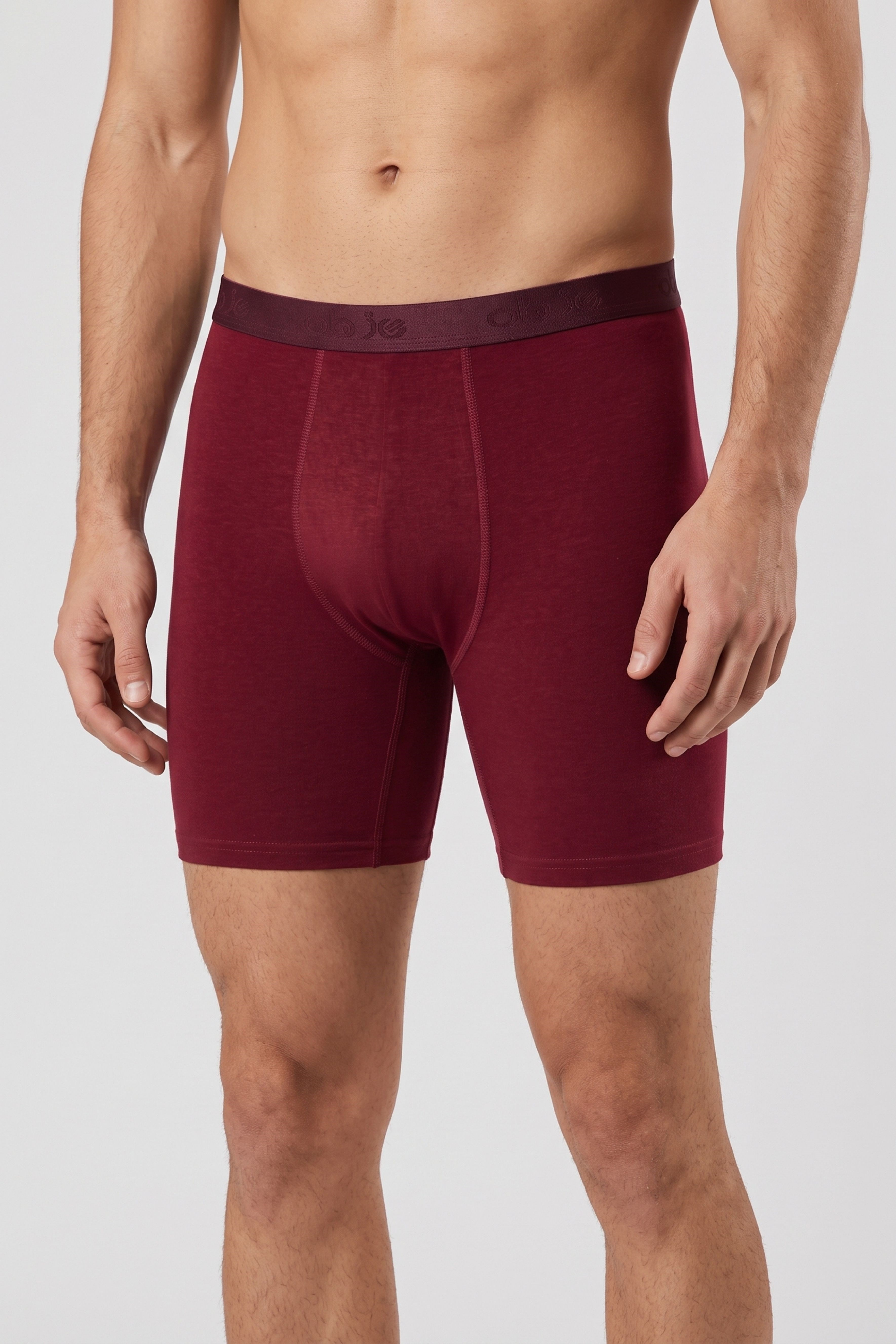 Erkek Bordo Modal Dıştan Lastikli Uzun Boxer