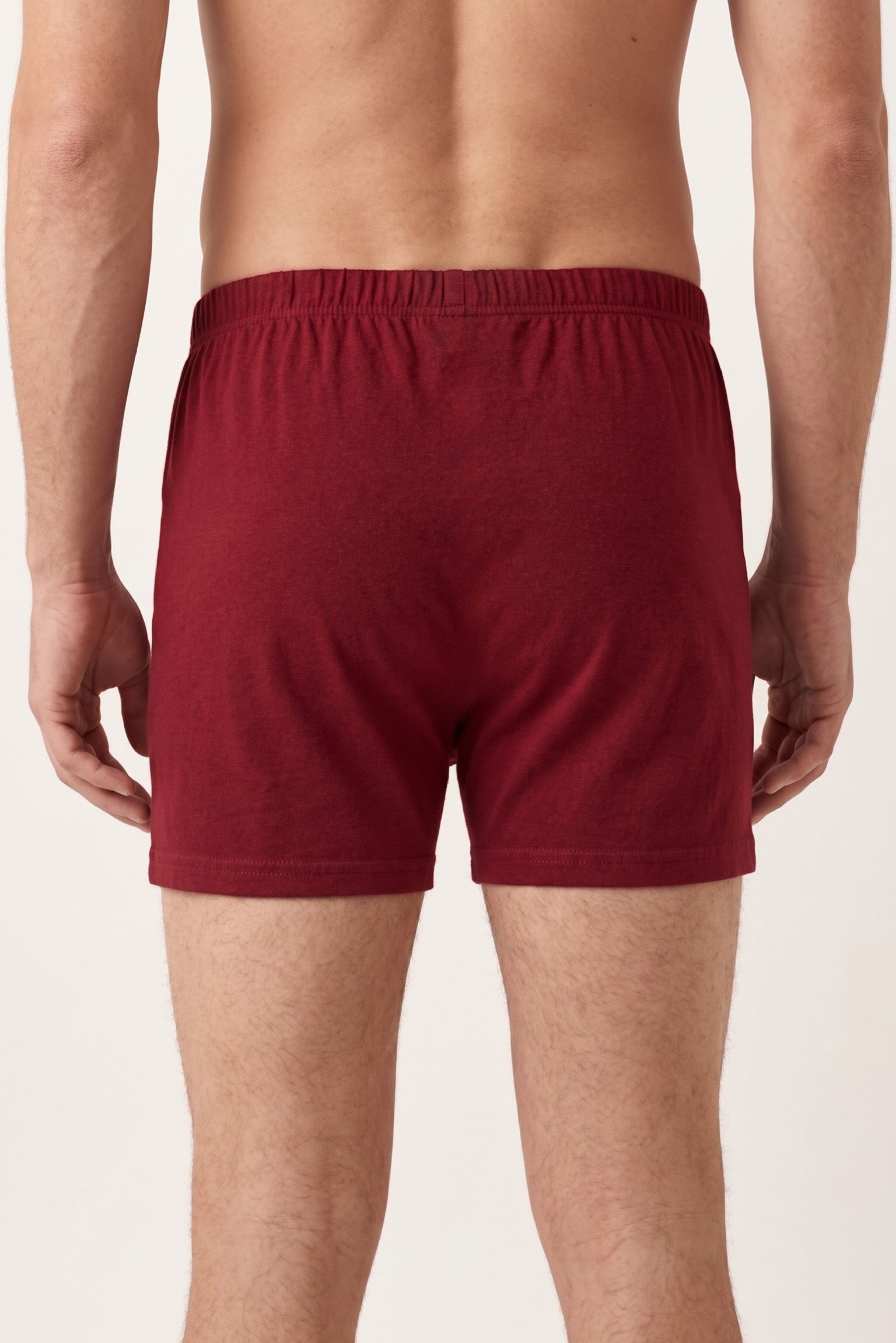 Erkek Bordo Penye Düğmeli Boxer