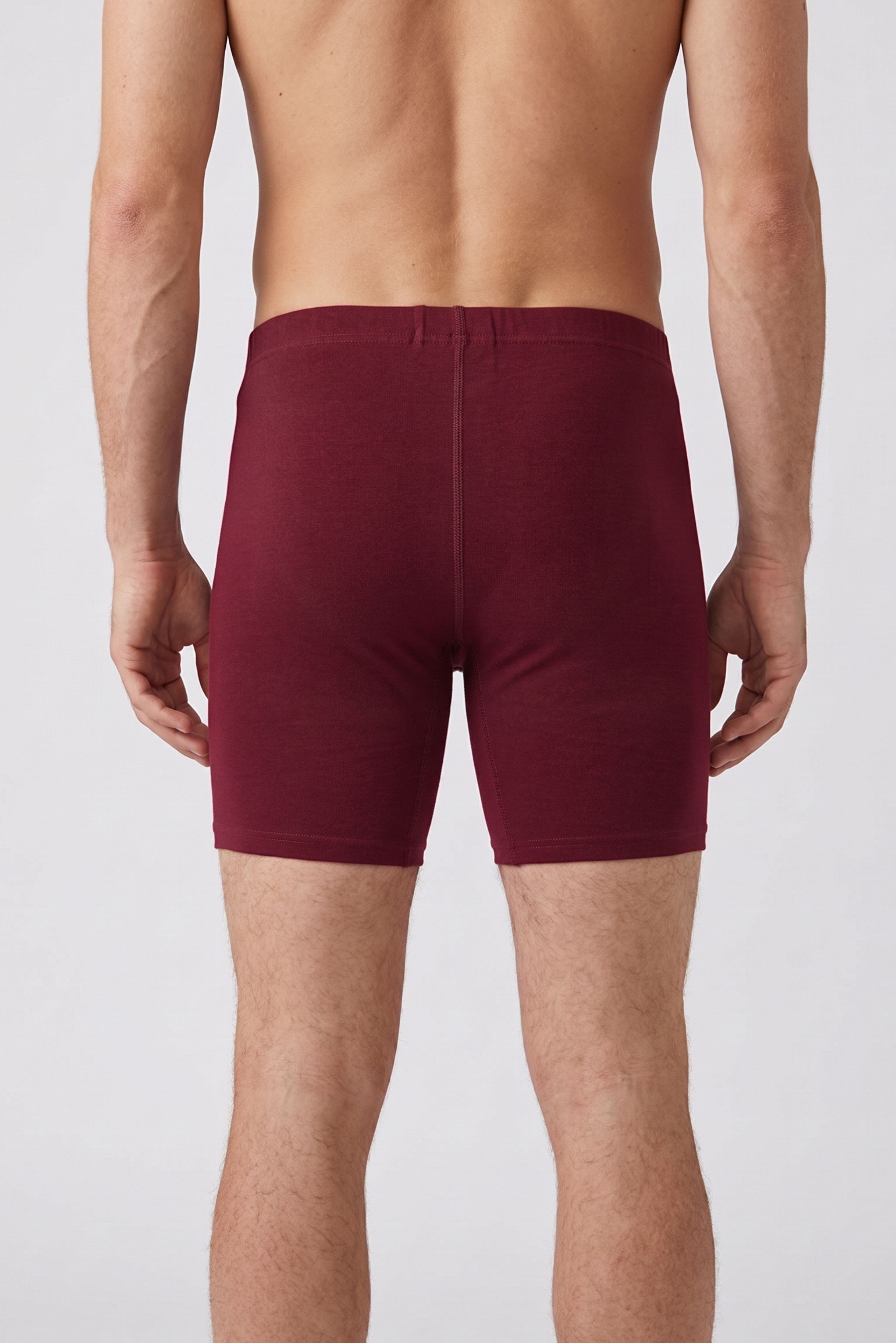 Erkek Bordo Penye Modal Uzun Boxer