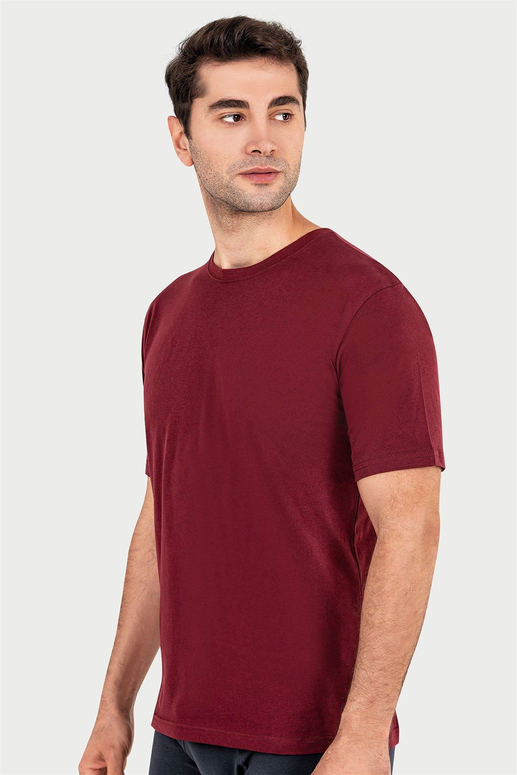 Erkek Bordo Süprem Yarım Kol T-shirt