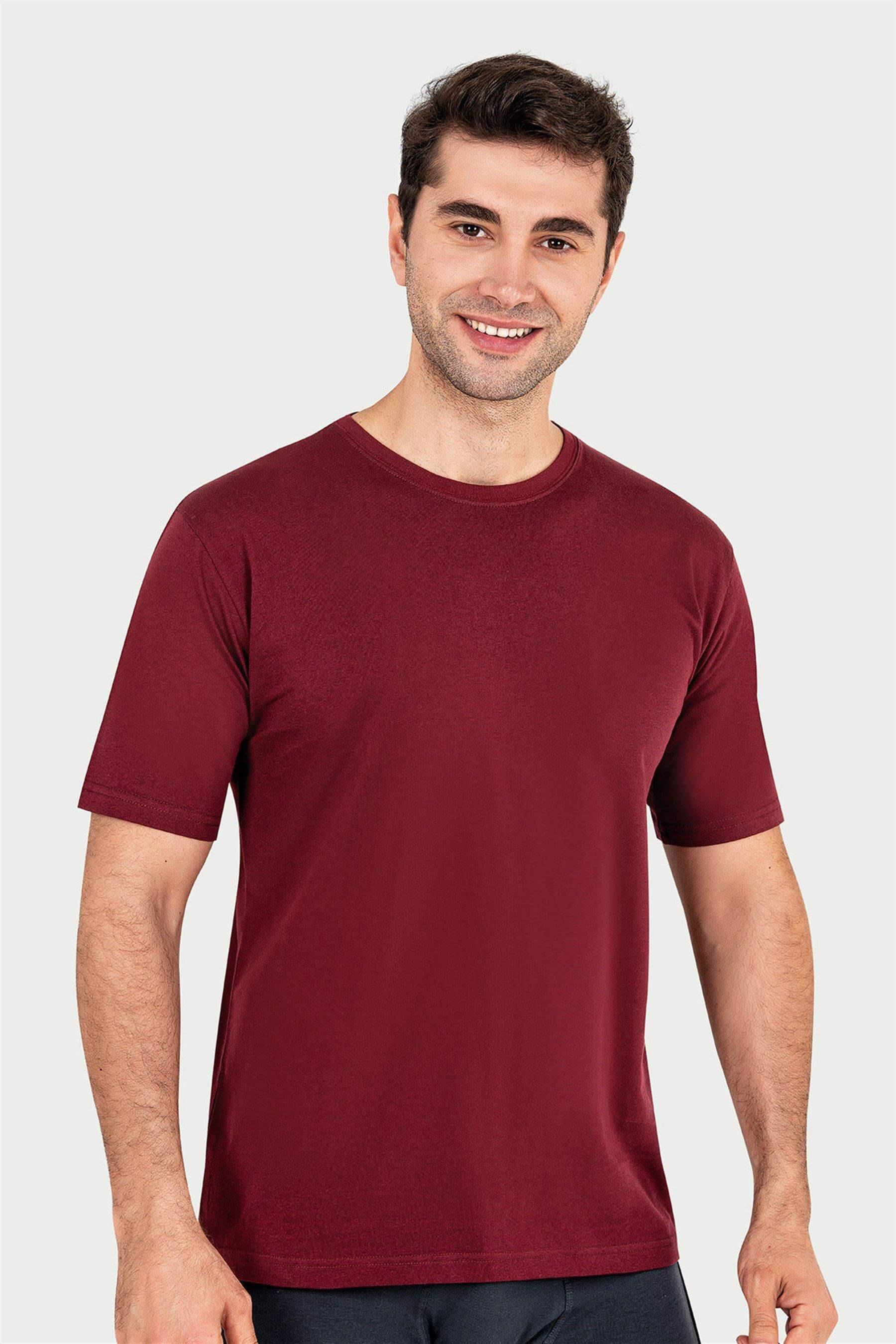Erkek Bordo Süprem Yarım Kol T-shirt