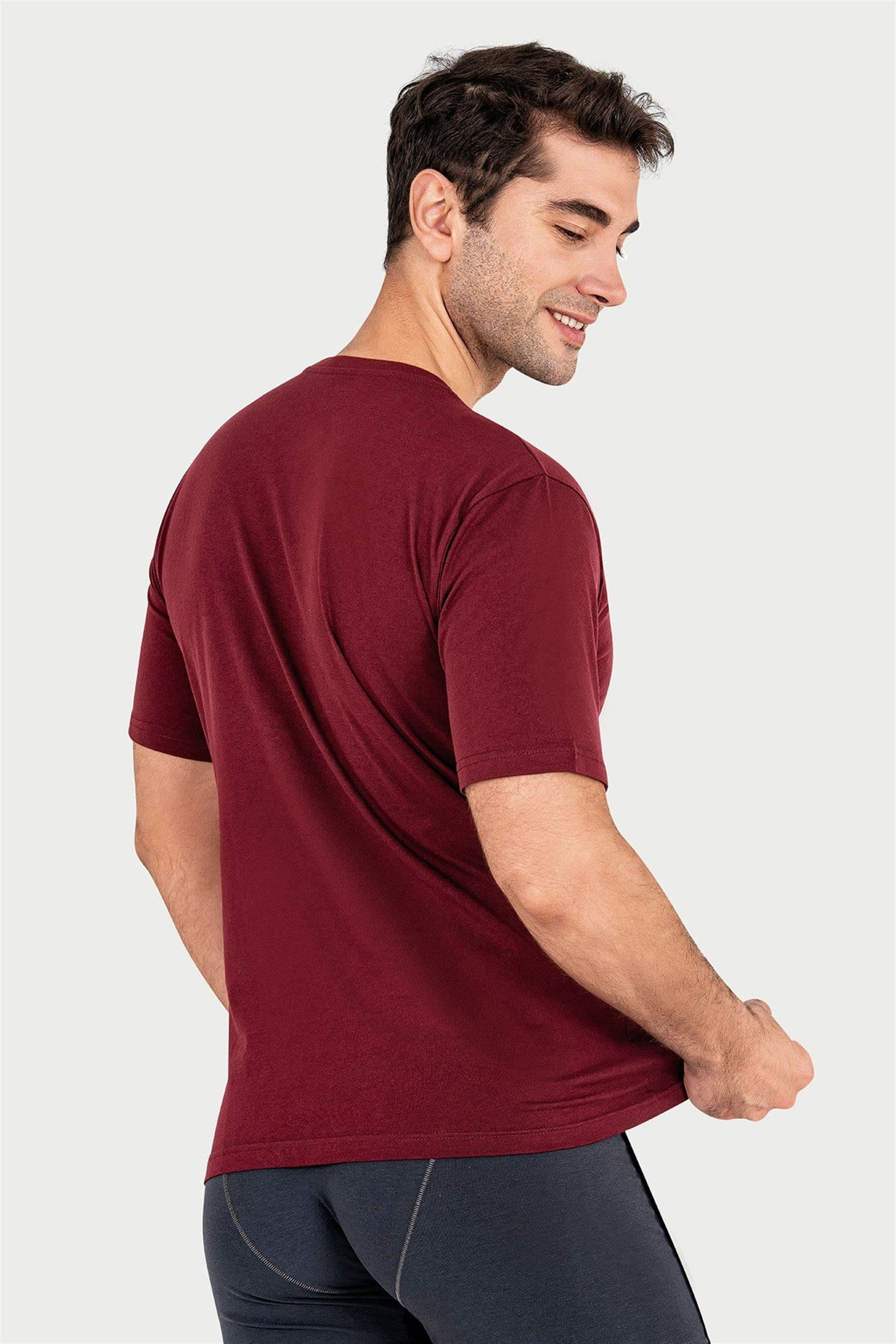 Erkek Bordo Süprem Yarım Kol T-shirt