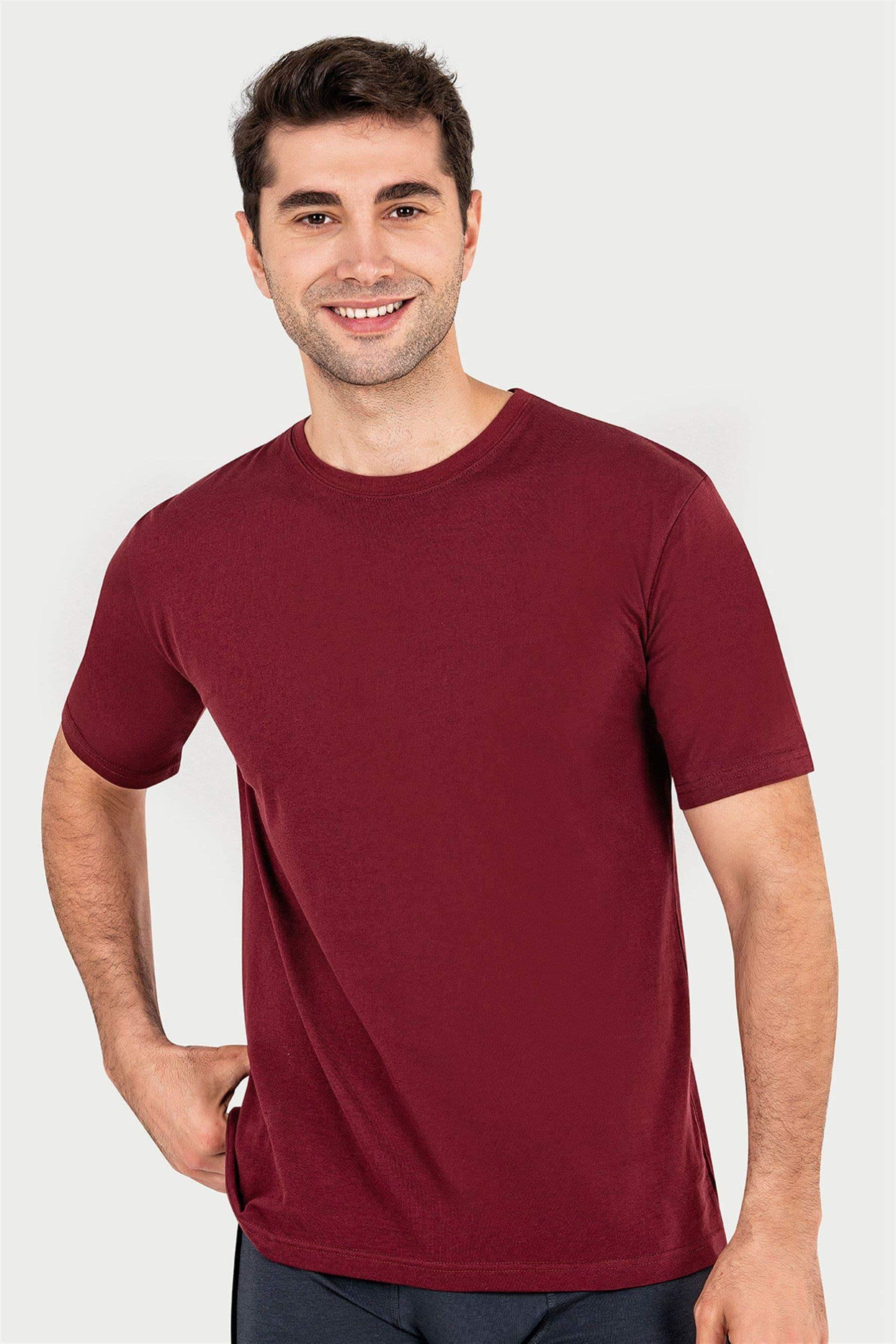 Erkek Bordo Süprem Yarım Kol T-shirt