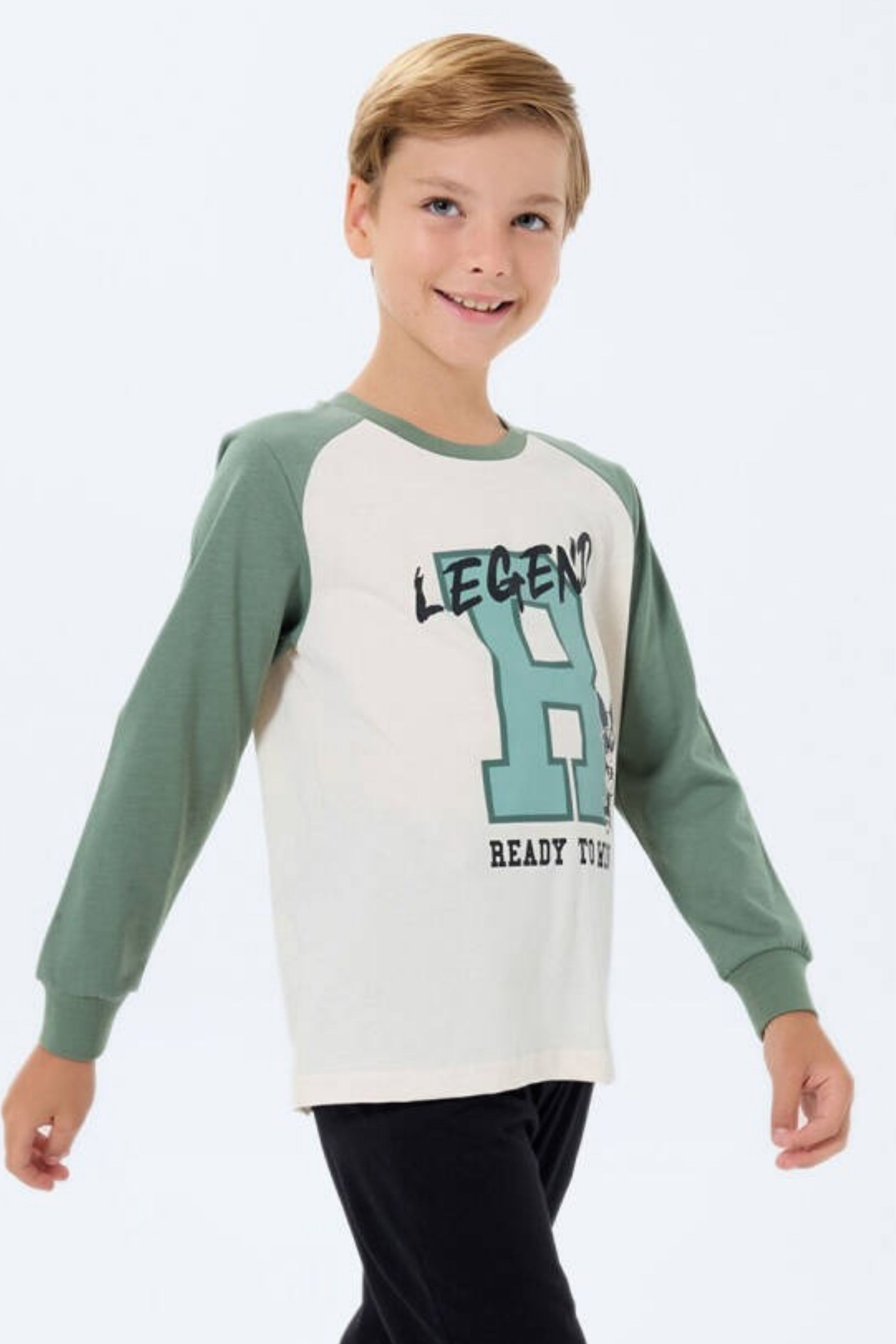 Erkek Çocuk Açık Bej Garson Pijama Üstü