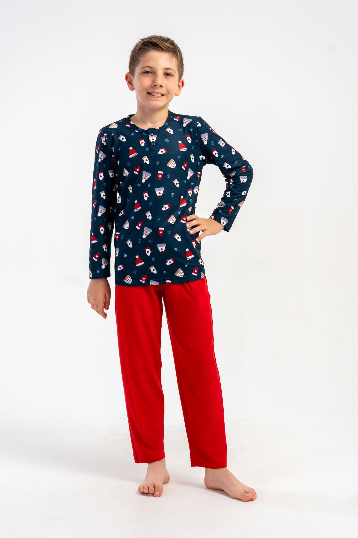 Erkek Çocuk İndigo Marla Patlı Uzun Kol Pijama Üstü