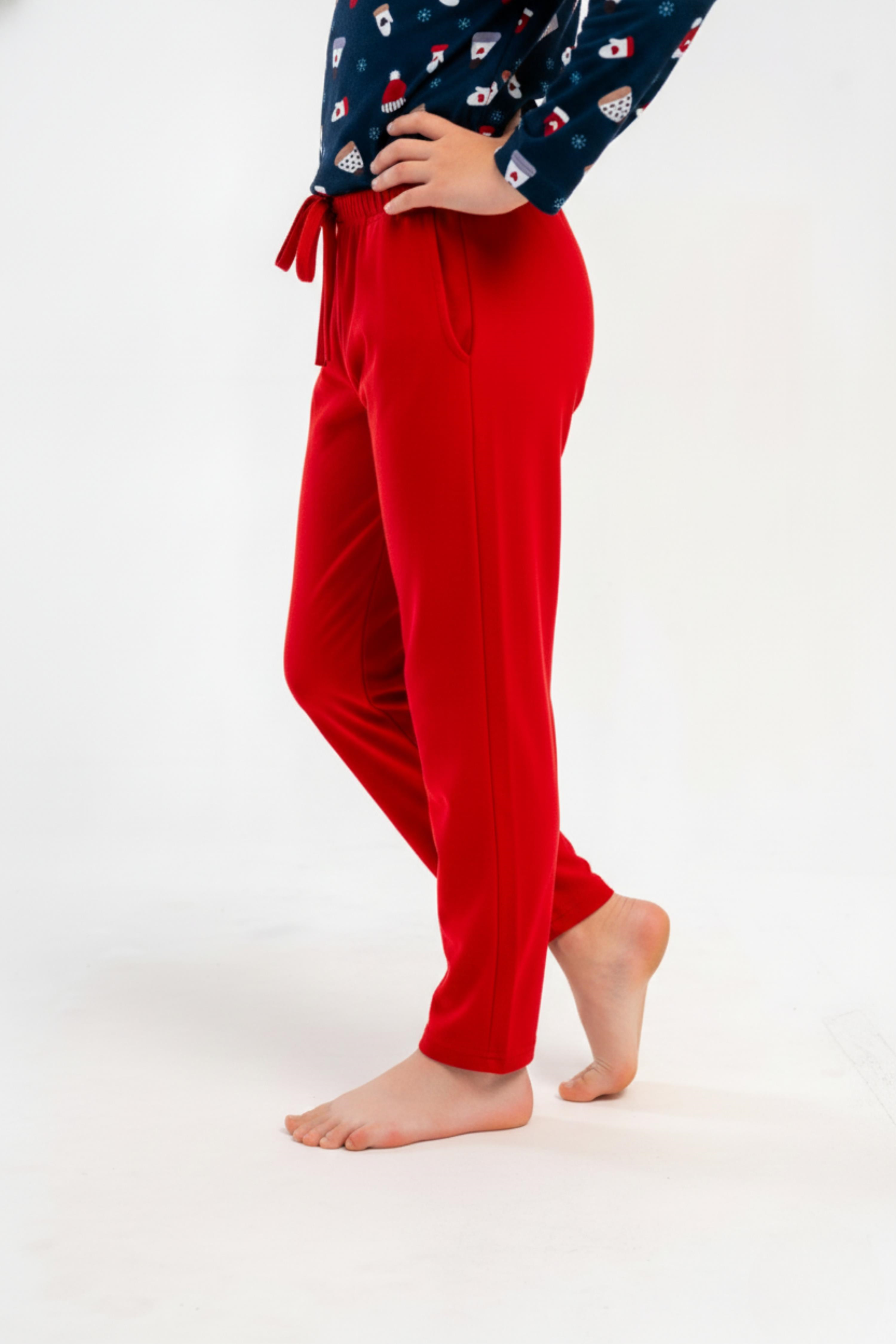 Erkek Çocuk Kırmızı Marla Uzun Pijama Altı