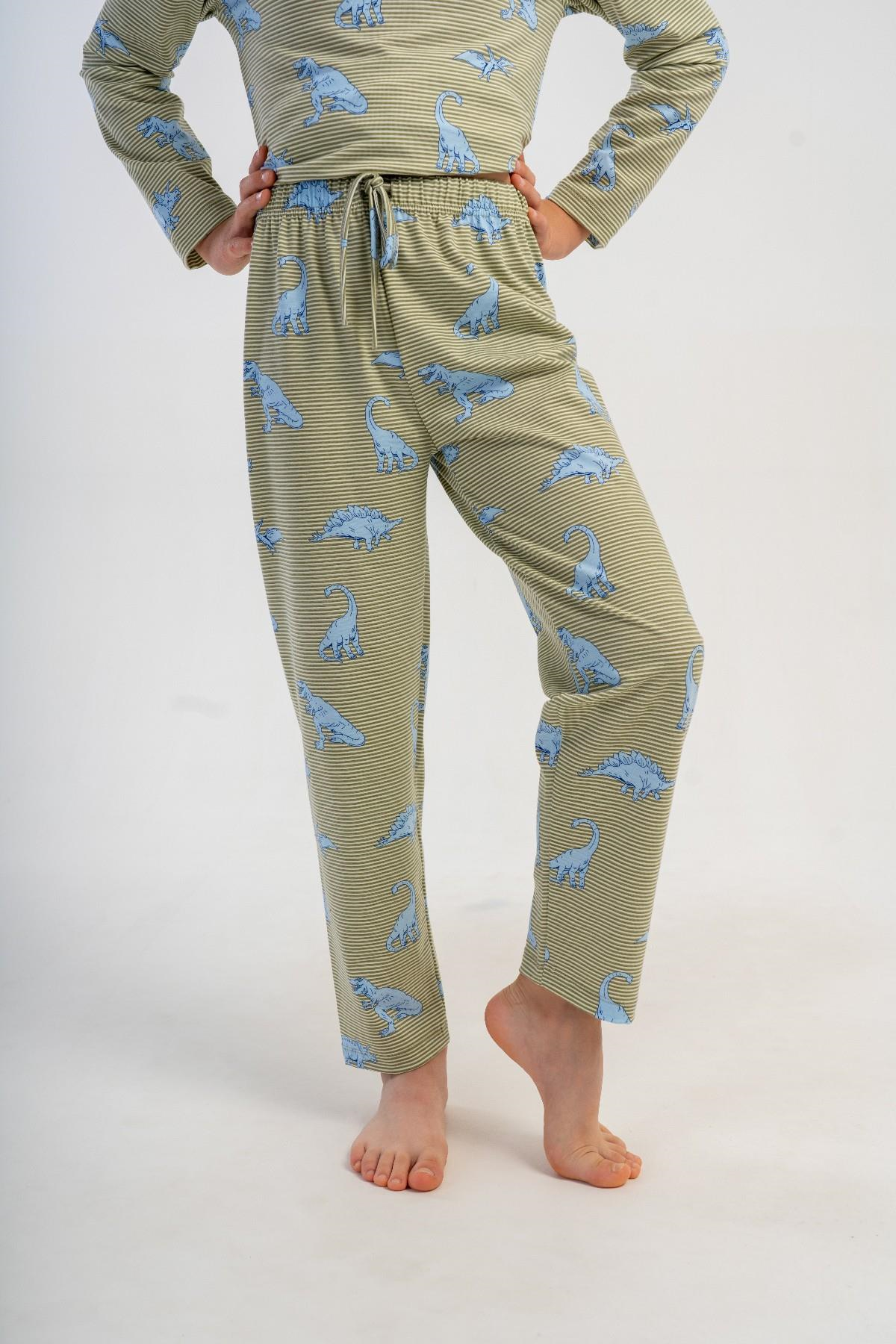 Erkek Çocuk Yeşil Likra Polyvıscon Pijama Altı