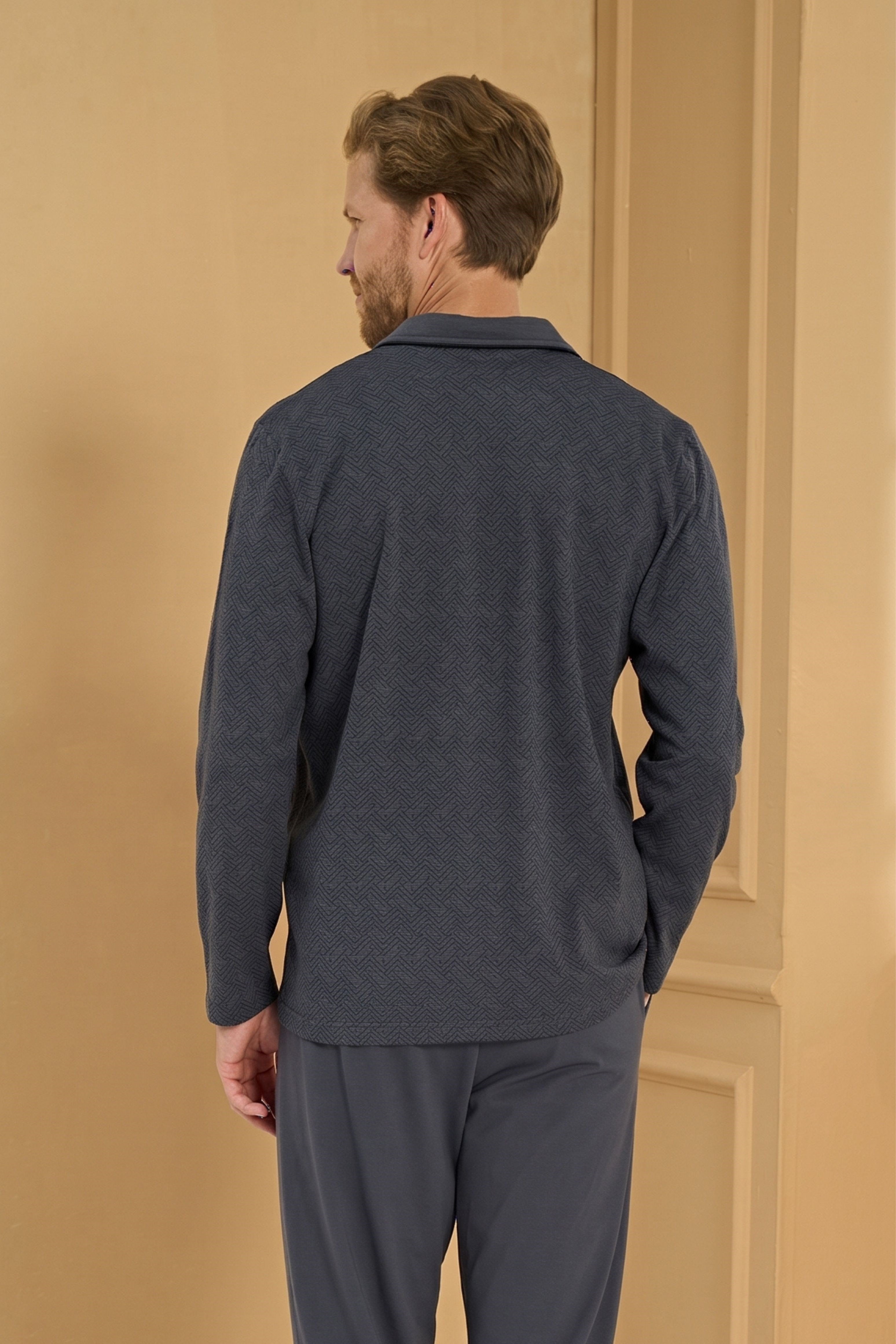 Erkek Füme Önden Düğmeli Pijama Üstü