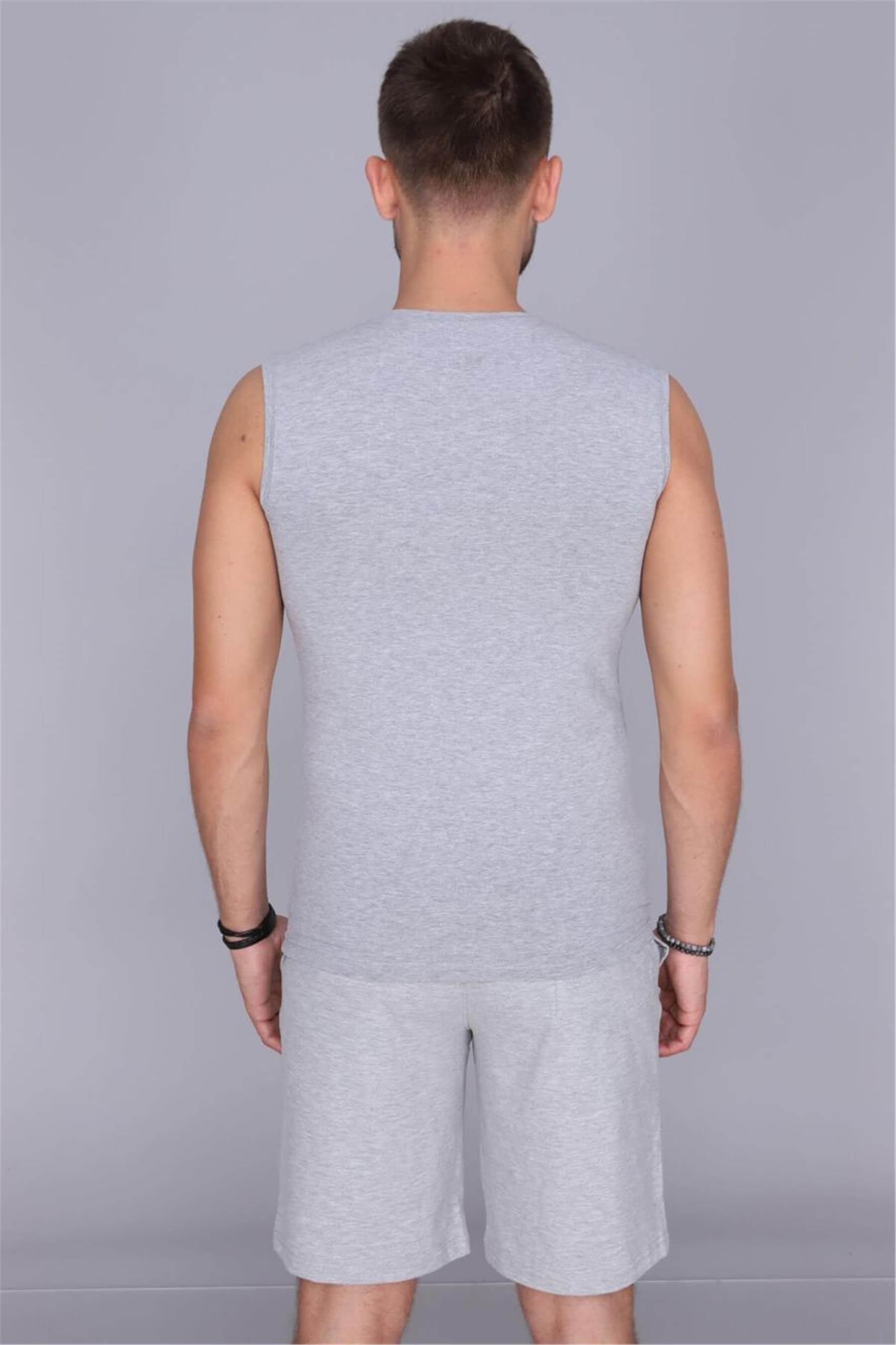 Erkek Gri Cotton V Yaka Kolsuz Fanila