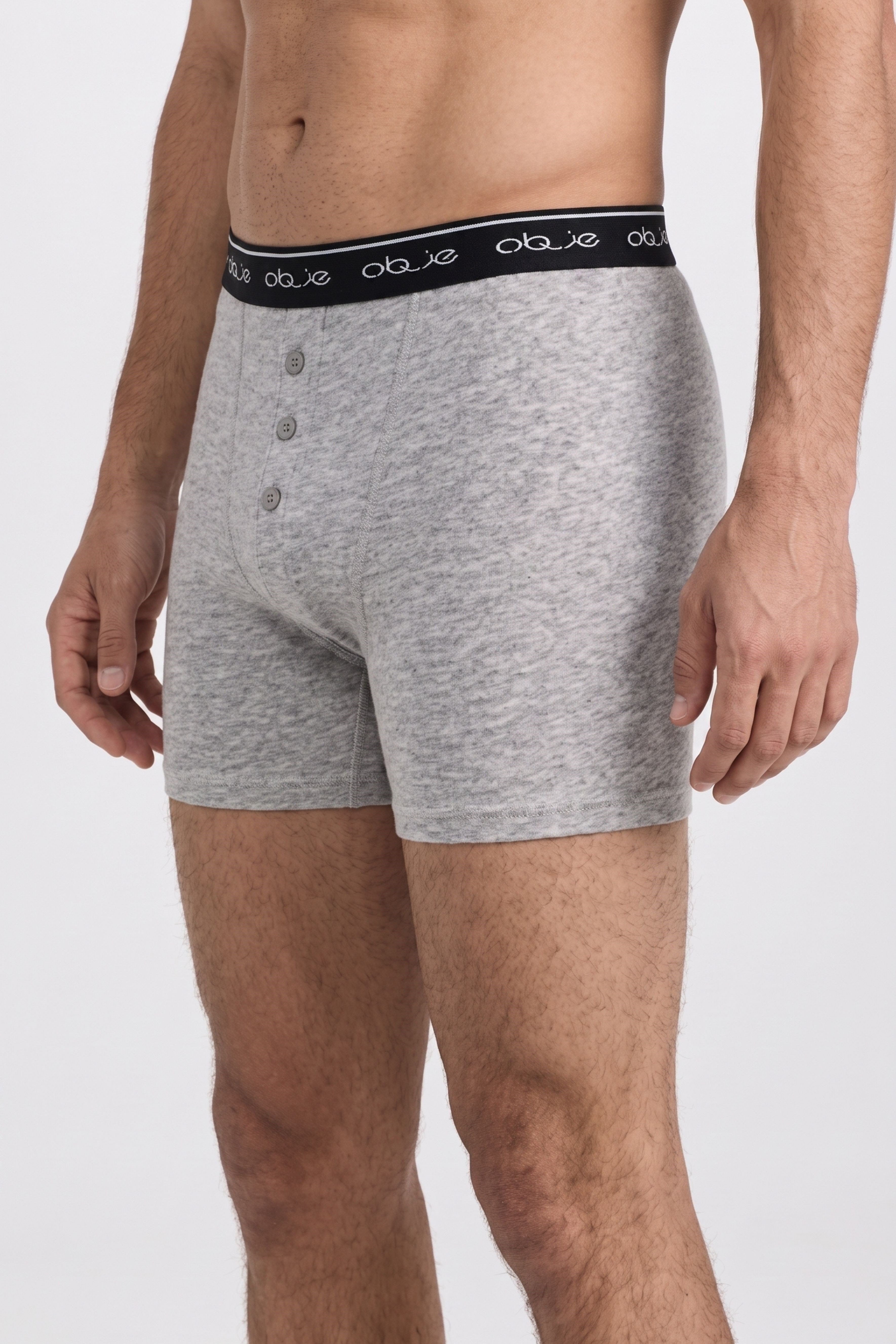 Erkek Gri Dıştan Lastikli Üç Düğmeli Boxer