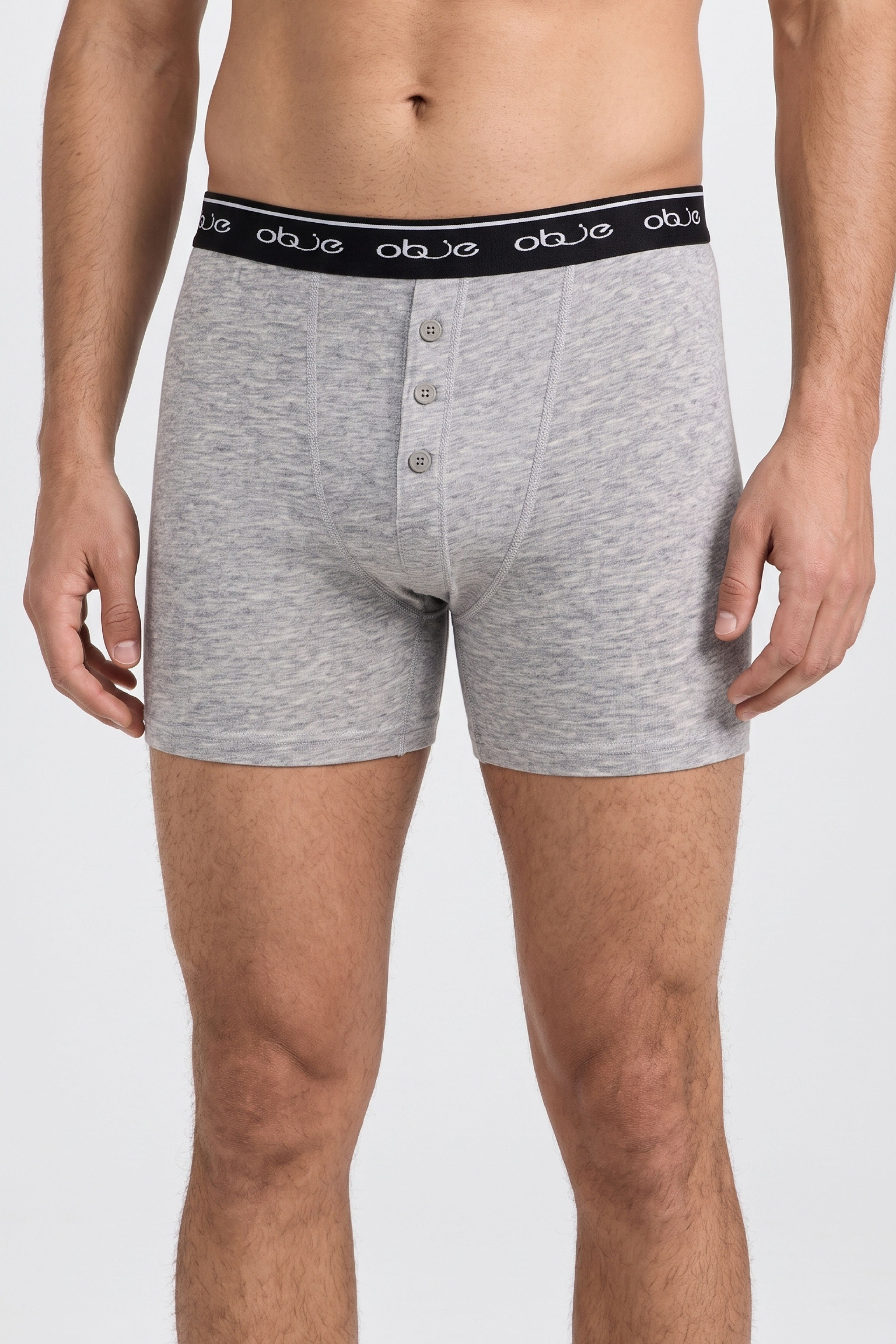 Erkek Gri Dıştan Lastikli Üç Düğmeli Boxer