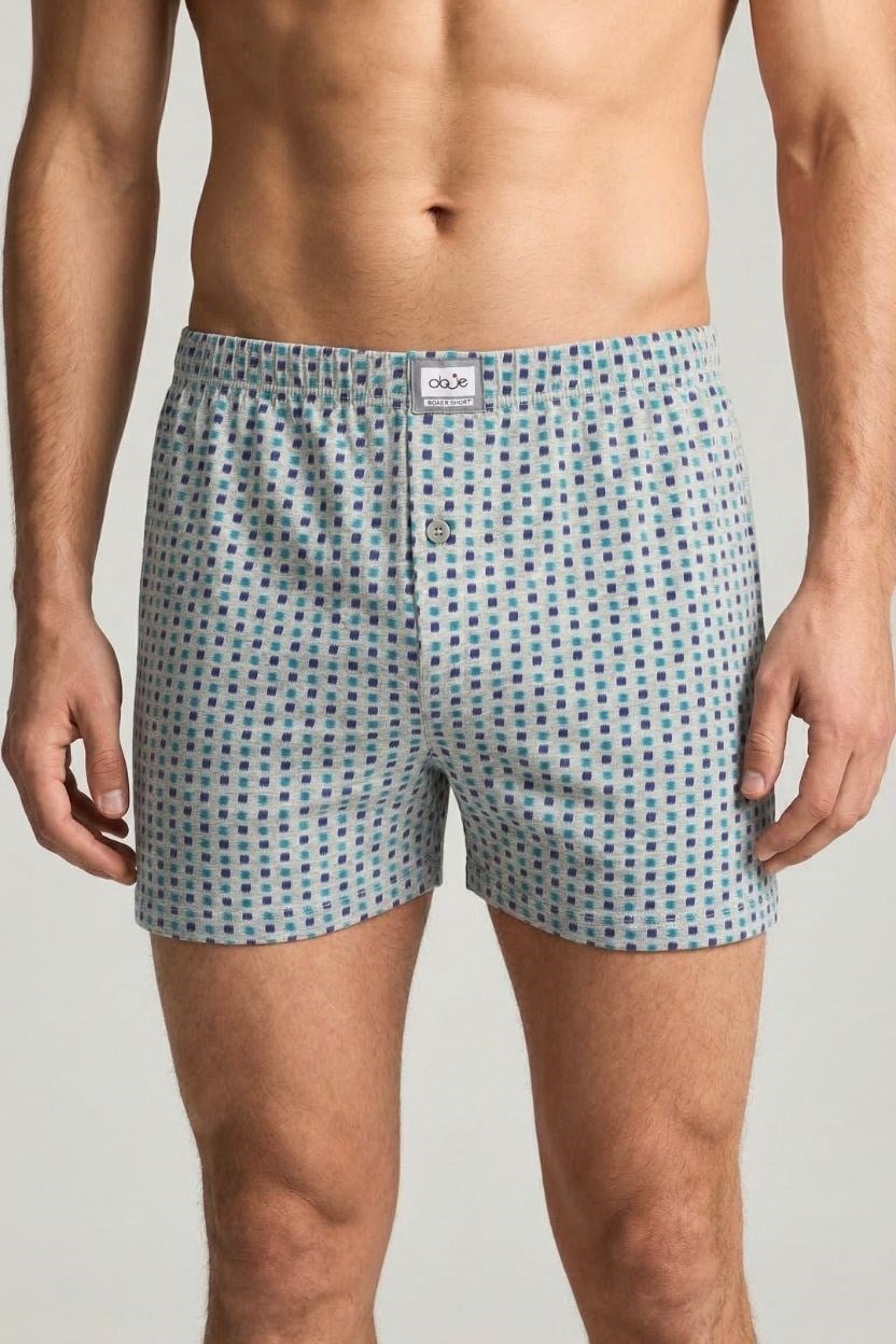 Erkek Gri Fırça Desenli Boxer