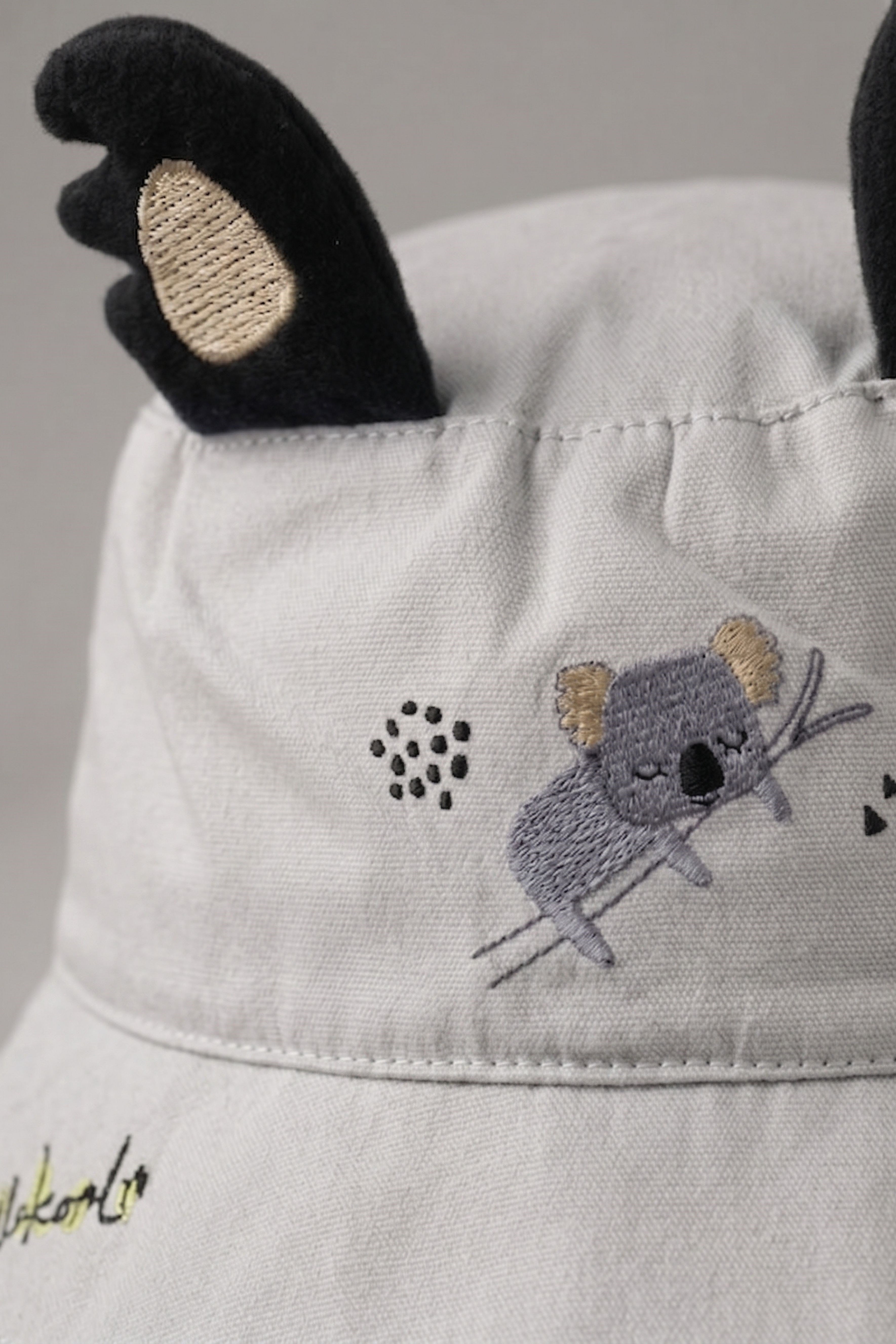 Erkek Gri Koala Desen Fötr Şapka