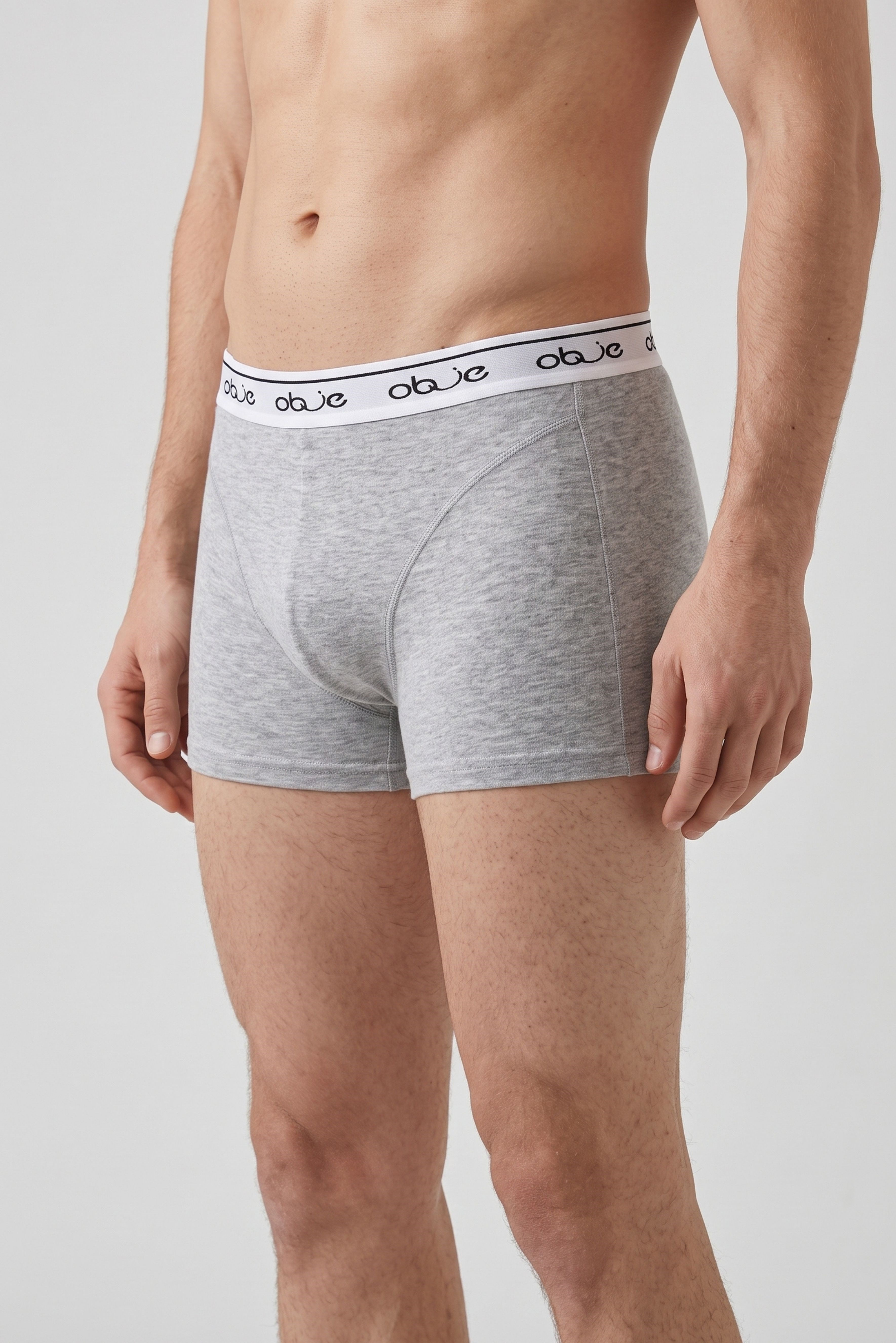 Erkek Gri Melanj Dıştan Lastikli Boxer