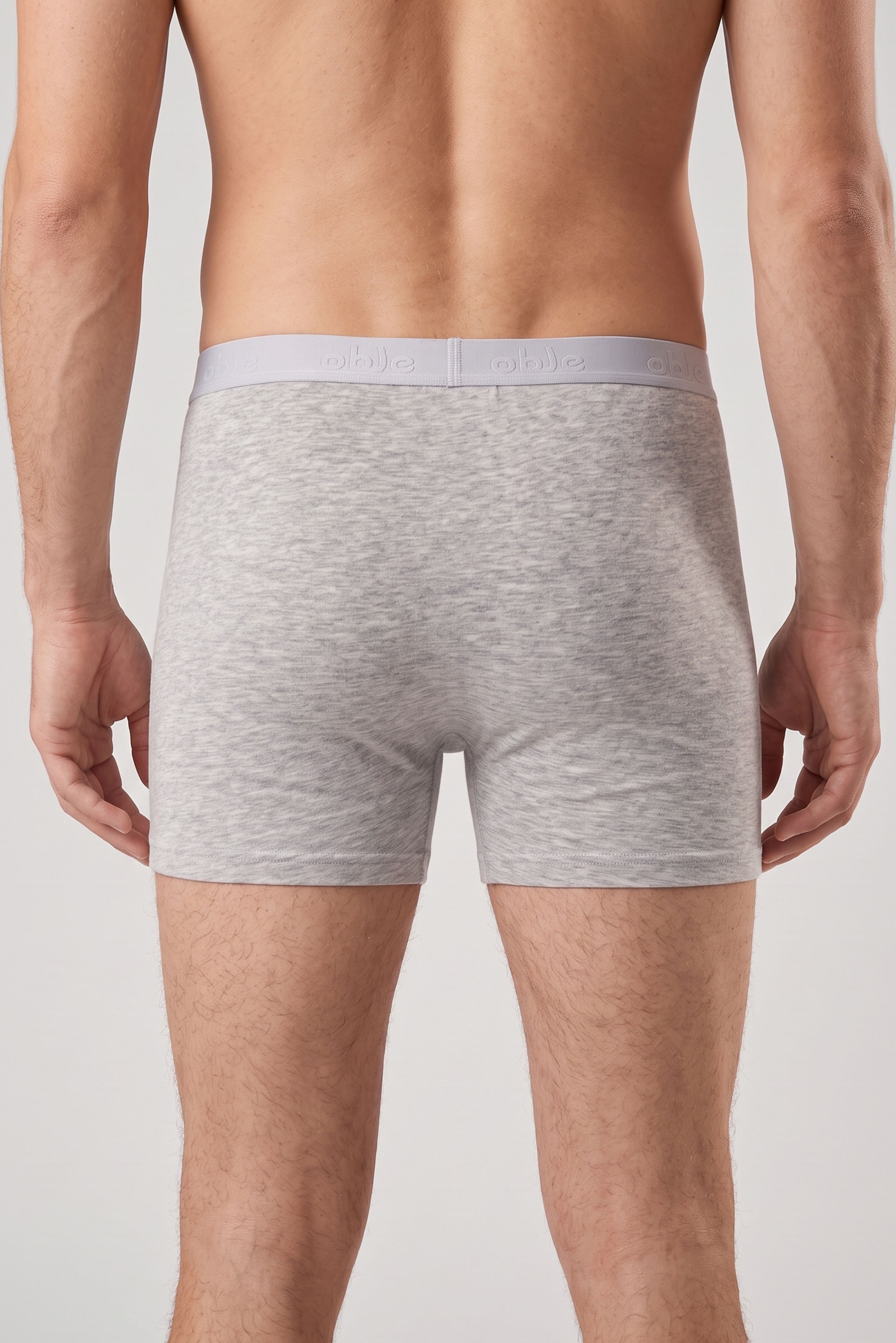 Erkek Gri Modal Dıştan Lastikli Düğmeli Boxer