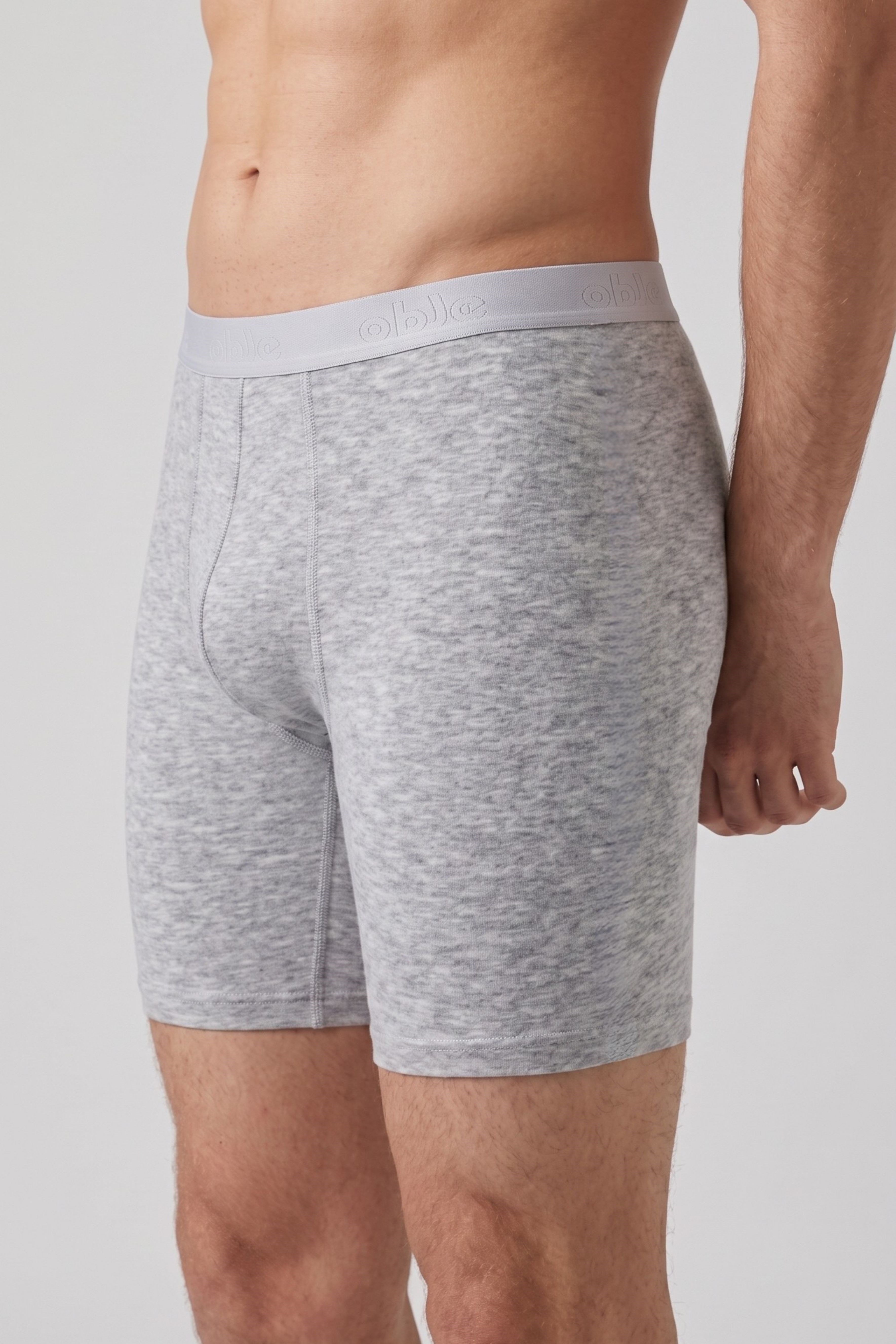 Erkek Gri Modal Dıştan Lastikli Uzun Boxer